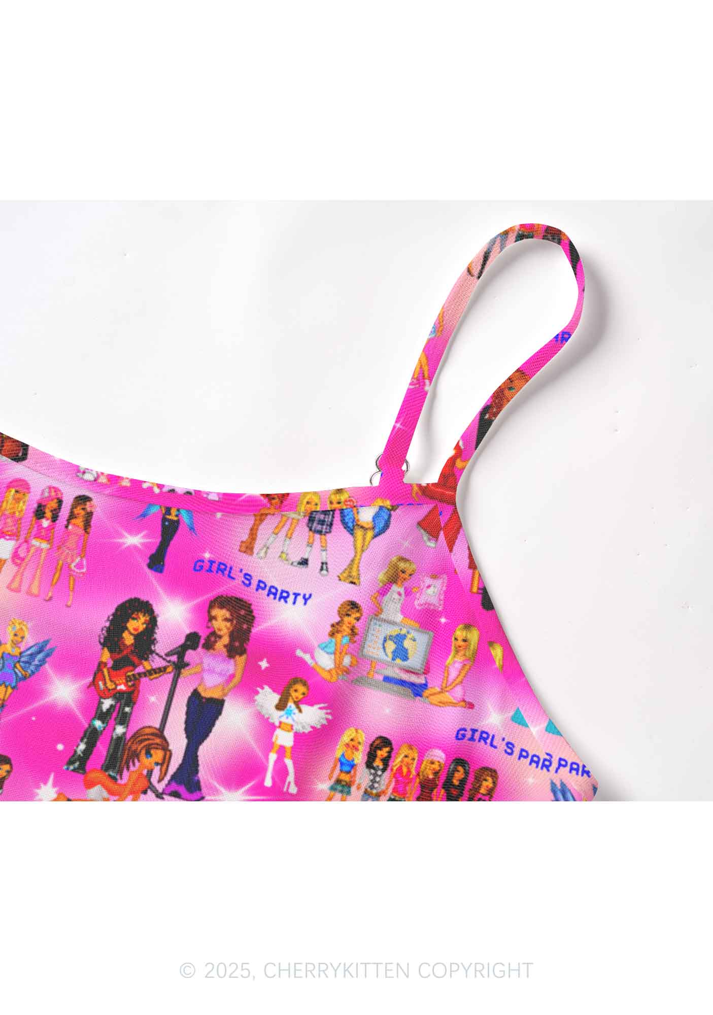 Girls Party Y2K Mesh Cami Tank Cherrykitten - Image 3
