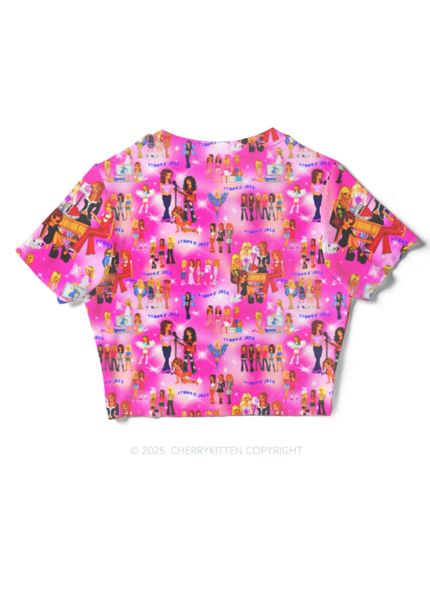 Girls Party Y2K Mesh Crop Top Cherrykitten - Image 4