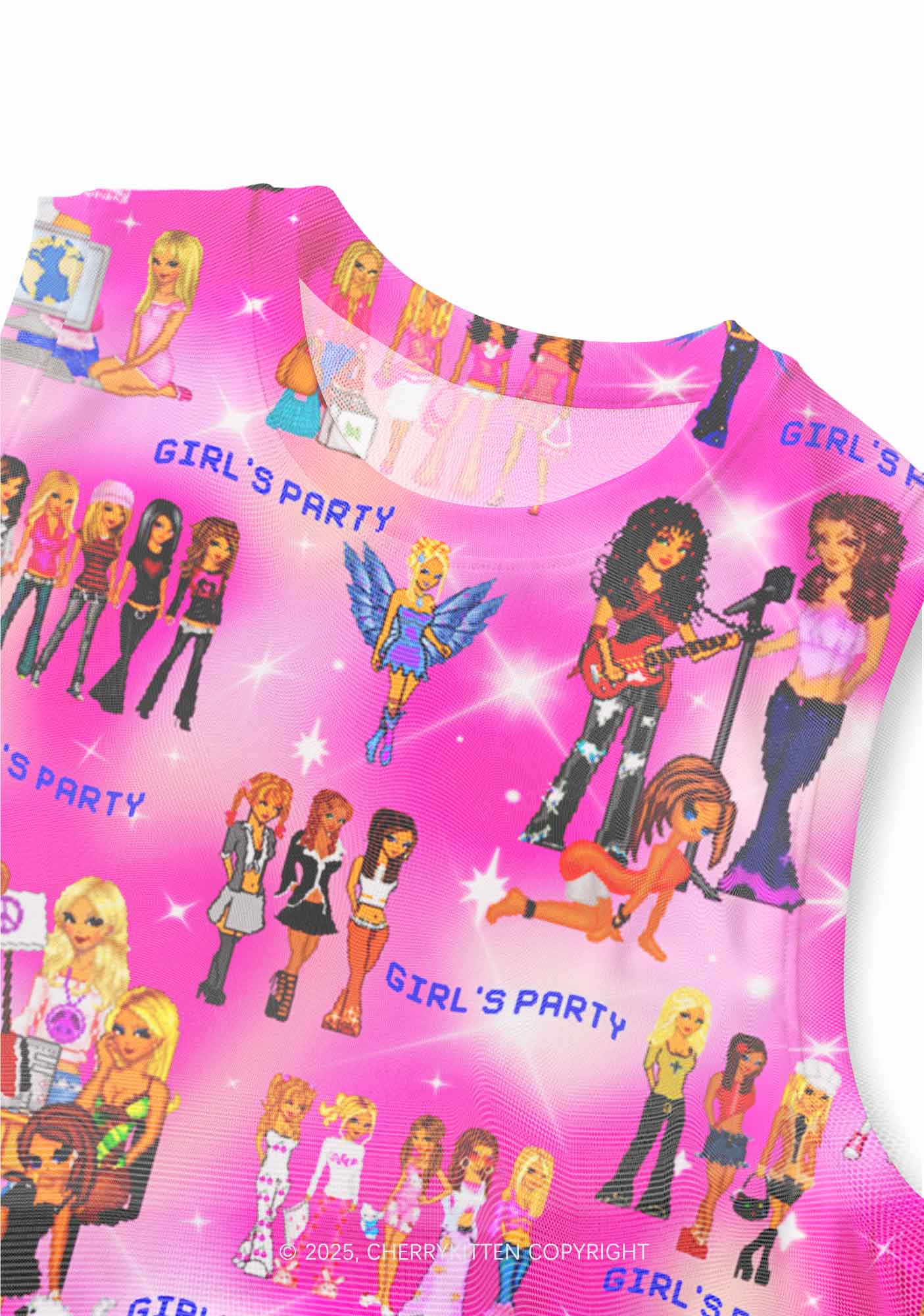 Girls Party Y2K Mesh Muscle Tank Cherrykitten - Image 2