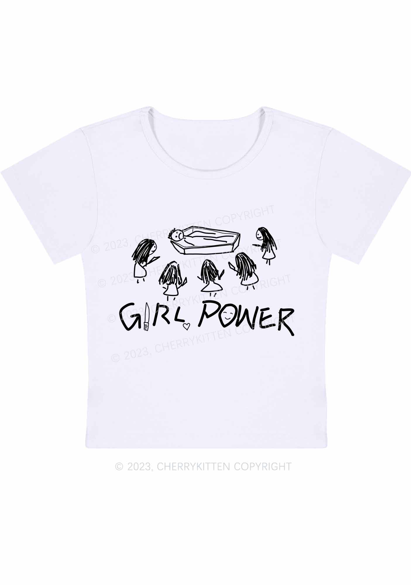 Girls Power Y2K Baby Tee Cherrykitten - Image 4