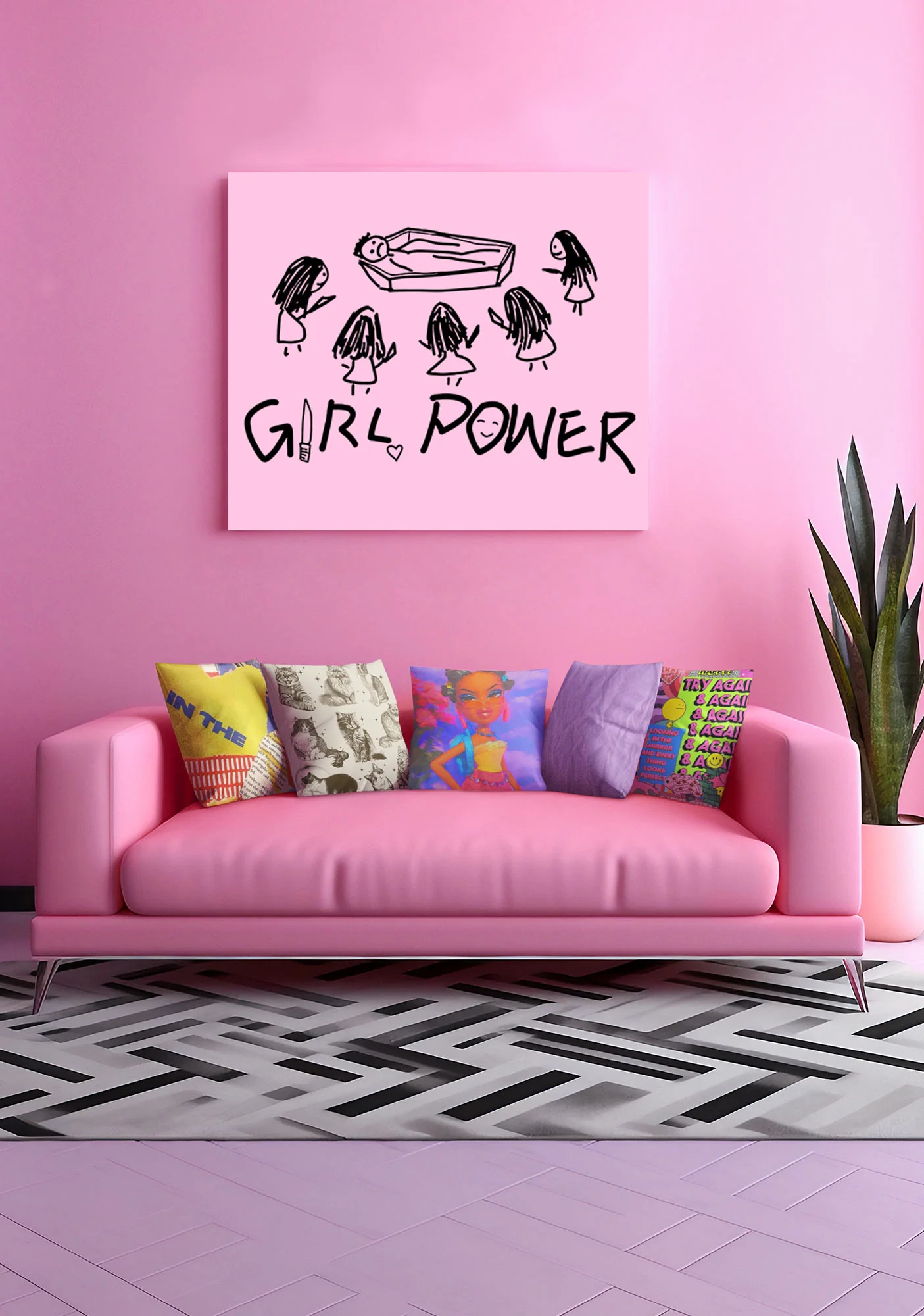Girls Power Y2K Canvas Wall Art Cherrykitten - Image 2