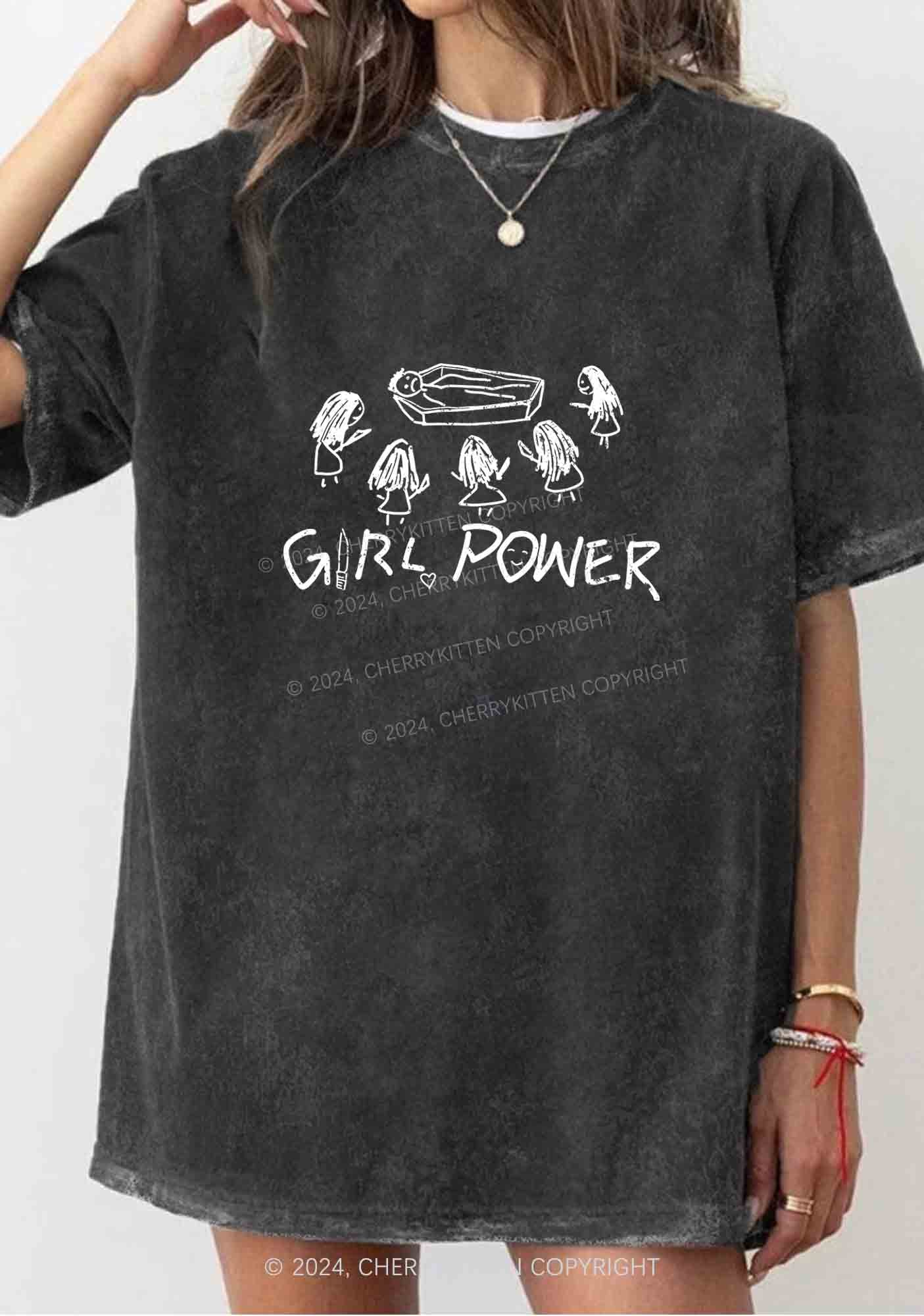 Girls Power Y2K Washed Tee Cherrykitten - Image 2