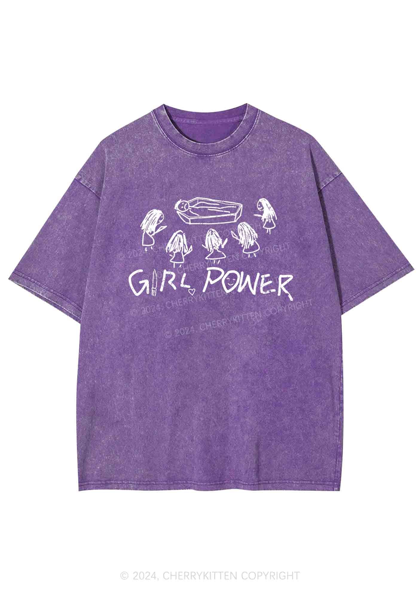 Girls Power Y2K Washed Tee Cherrykitten - Image 5