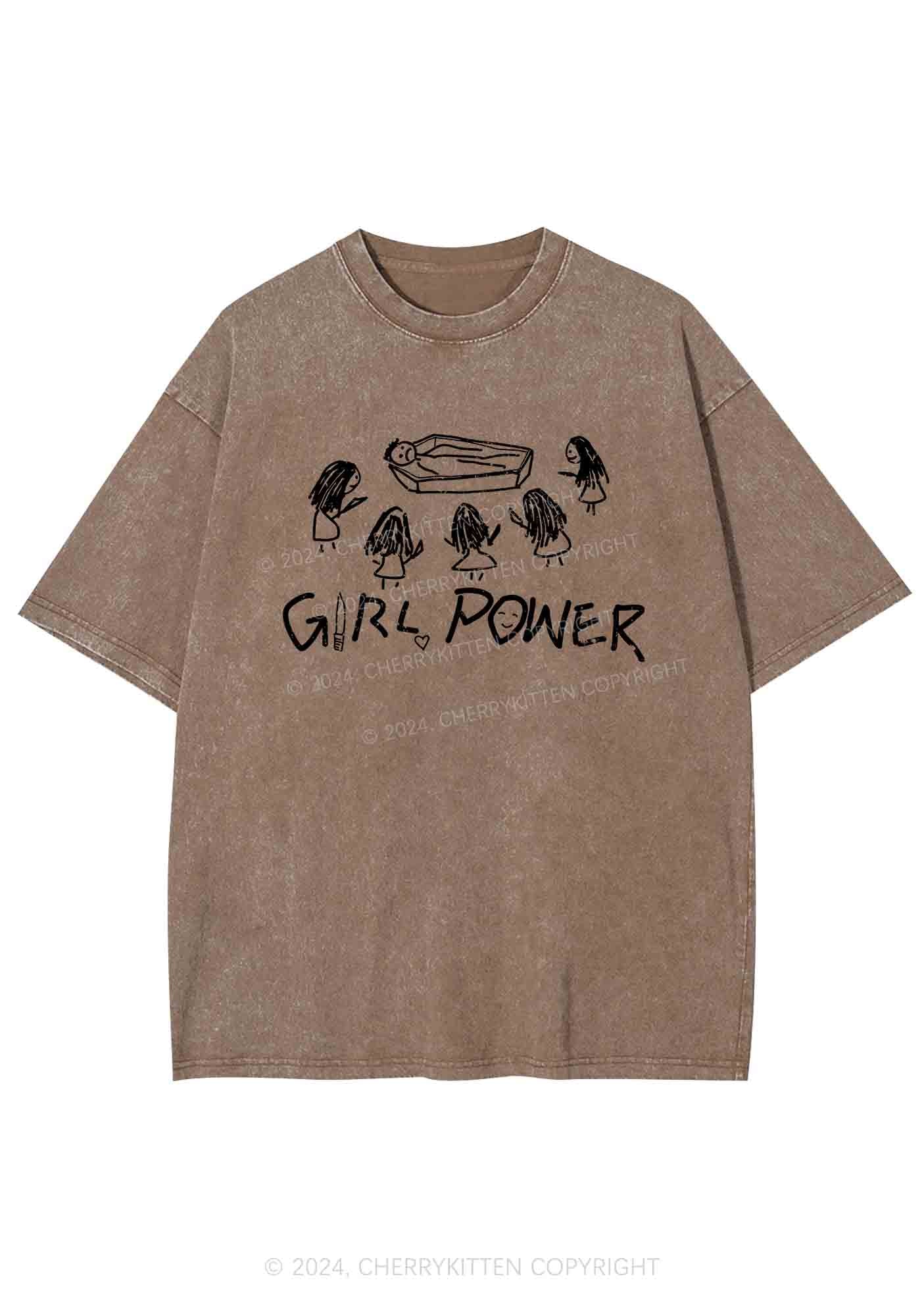 Girls Power Y2K Washed Tee Cherrykitten - Image 6