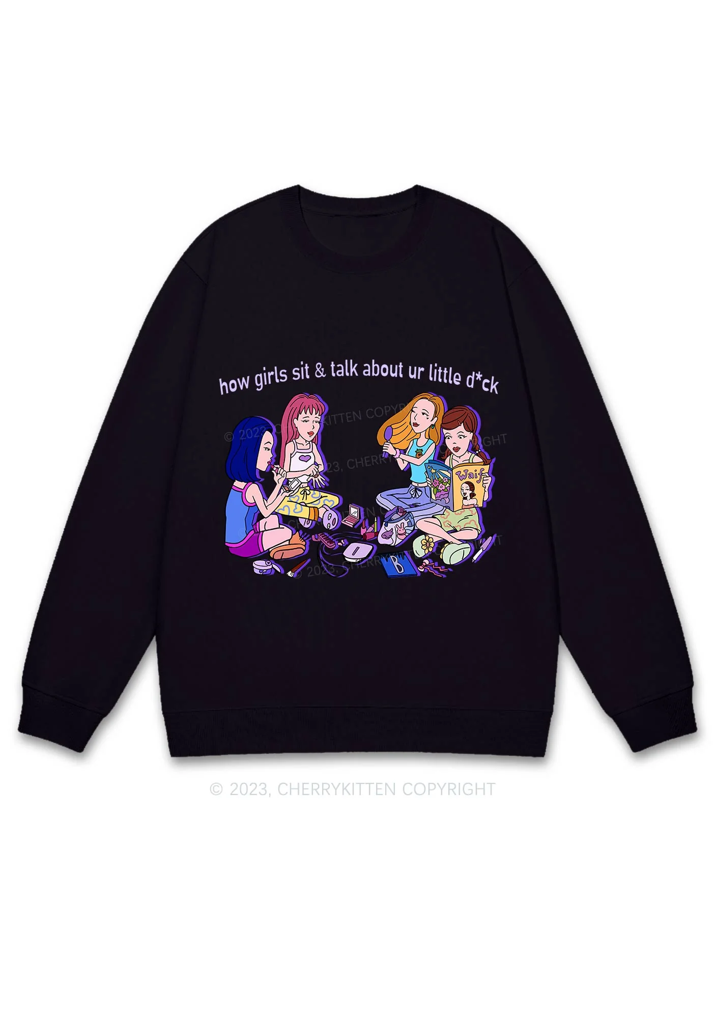 Girls Sit&Talk Y2K Sweatshirt Cherrykitten - Image 3