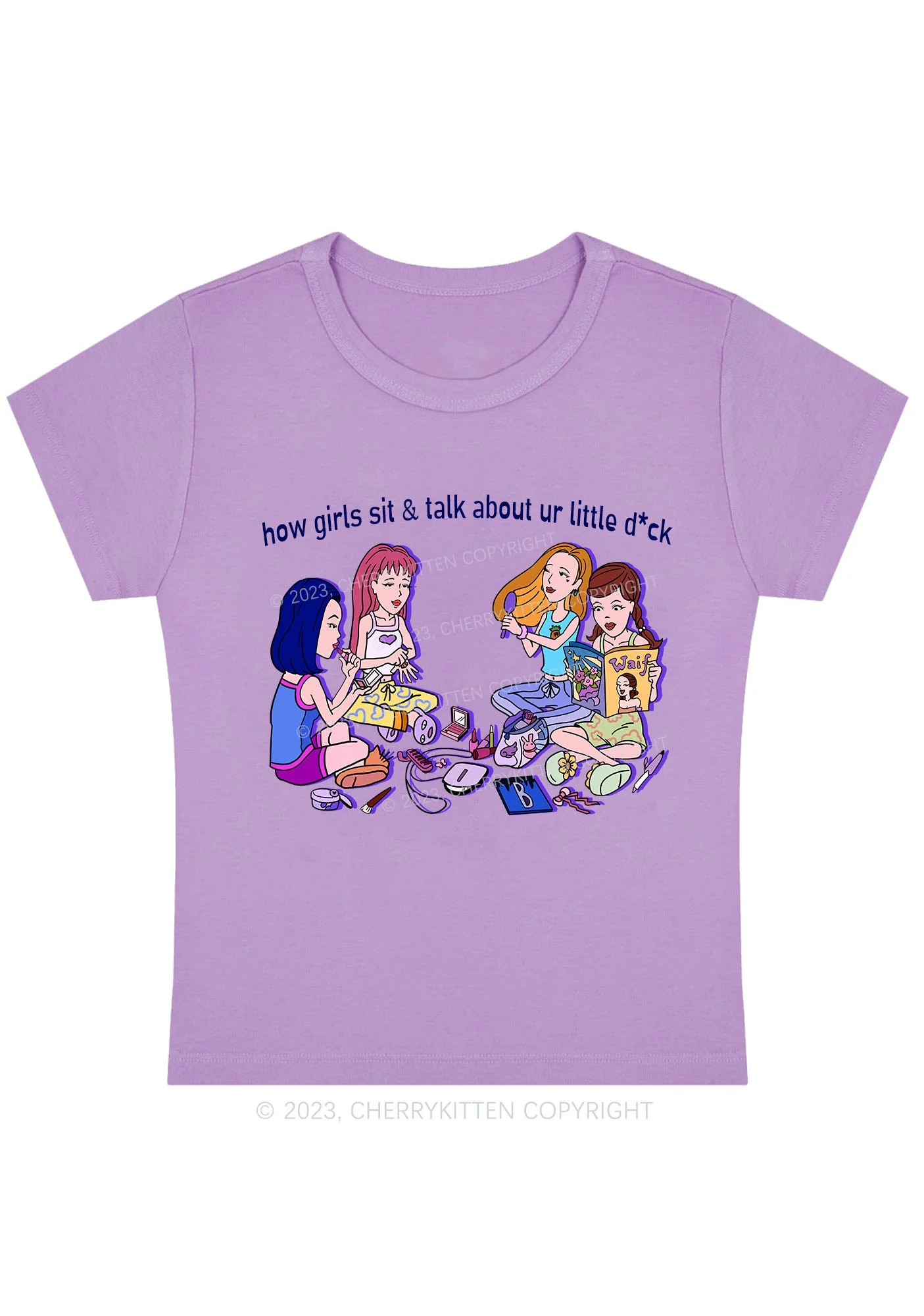 Girls Sit&Talk Y2K Baby Tee Cherrykitten - Image 4