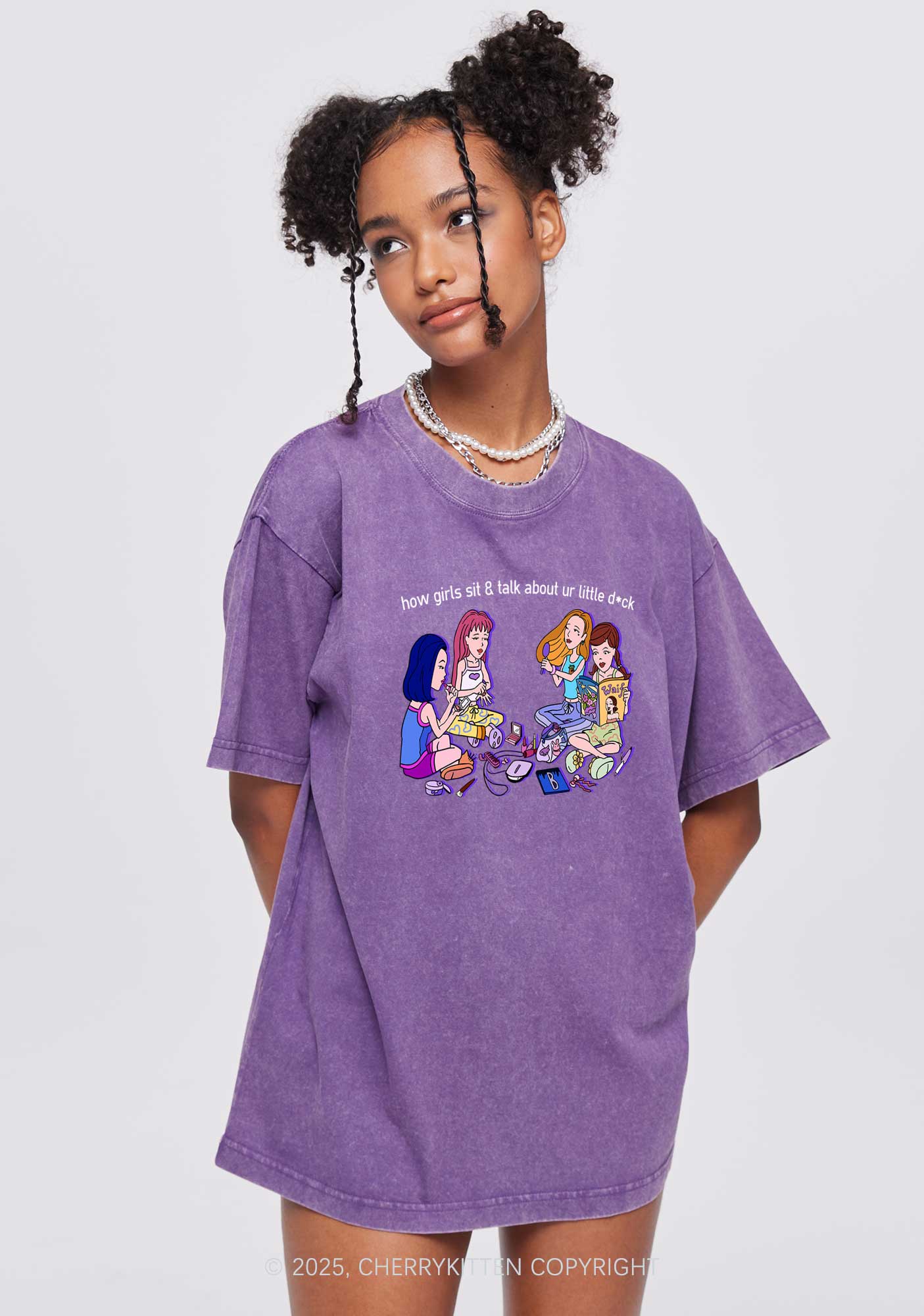 Girls Sit Talk Y2K Shirts Washed Tee Cherrykitten - Image 2