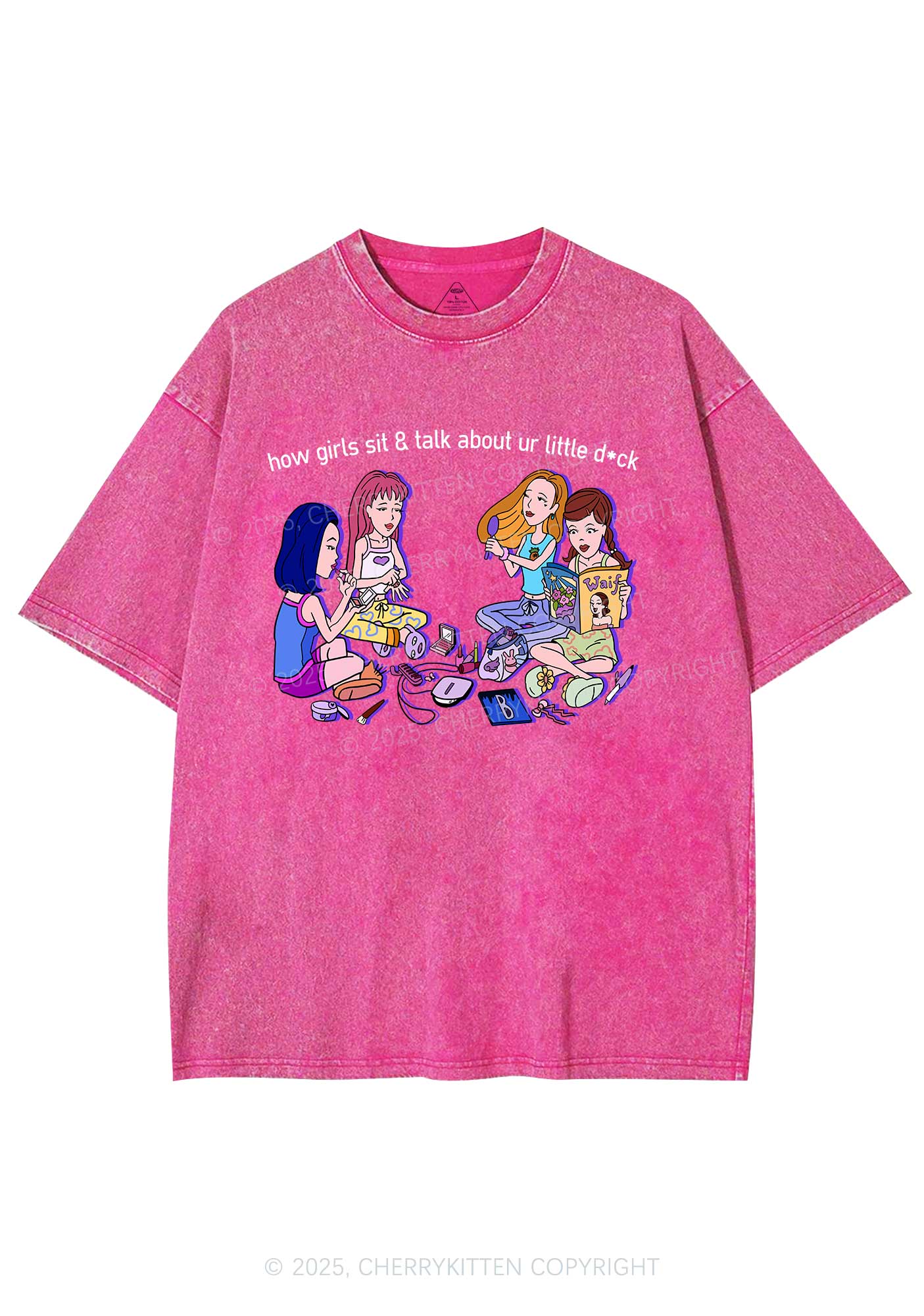 Girls Sit Talk Y2K Shirts Washed Tee Cherrykitten - Image 3