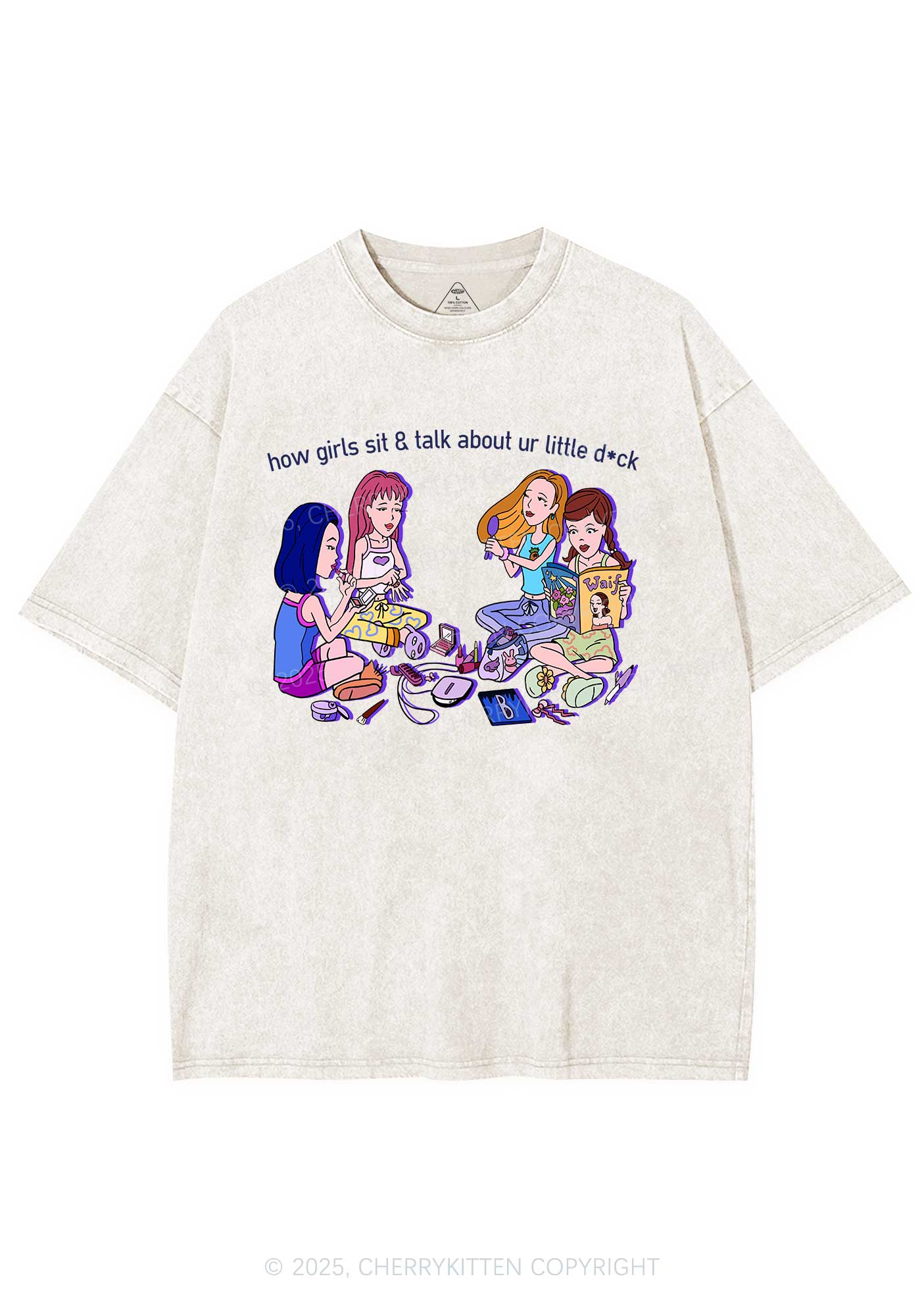 Girls Sit Talk Y2K Shirts Washed Tee Cherrykitten - Image 4