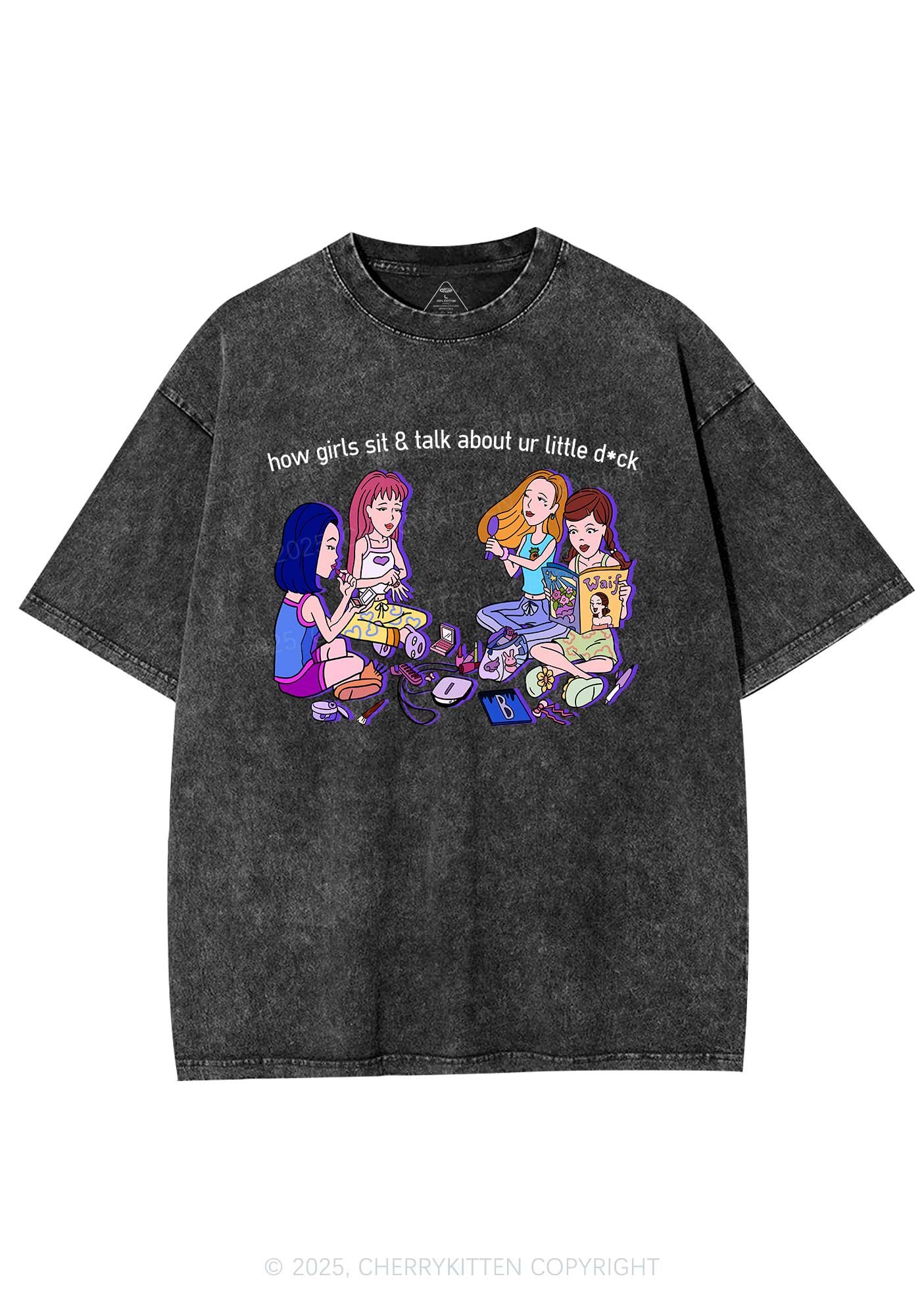 Girls Sit Talk Y2K Shirts Washed Tee Cherrykitten - Image 5