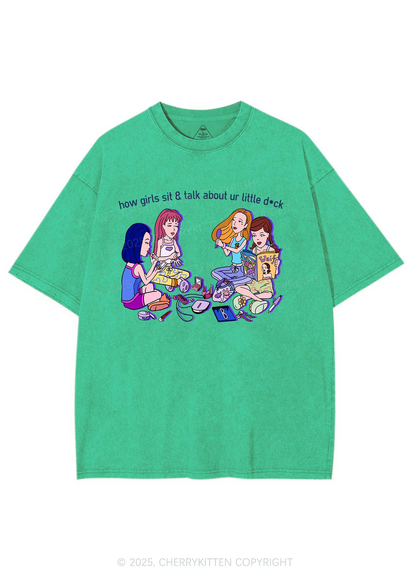 Girls Sit Talk Y2K Shirts Washed Tee Cherrykitten - Image 6