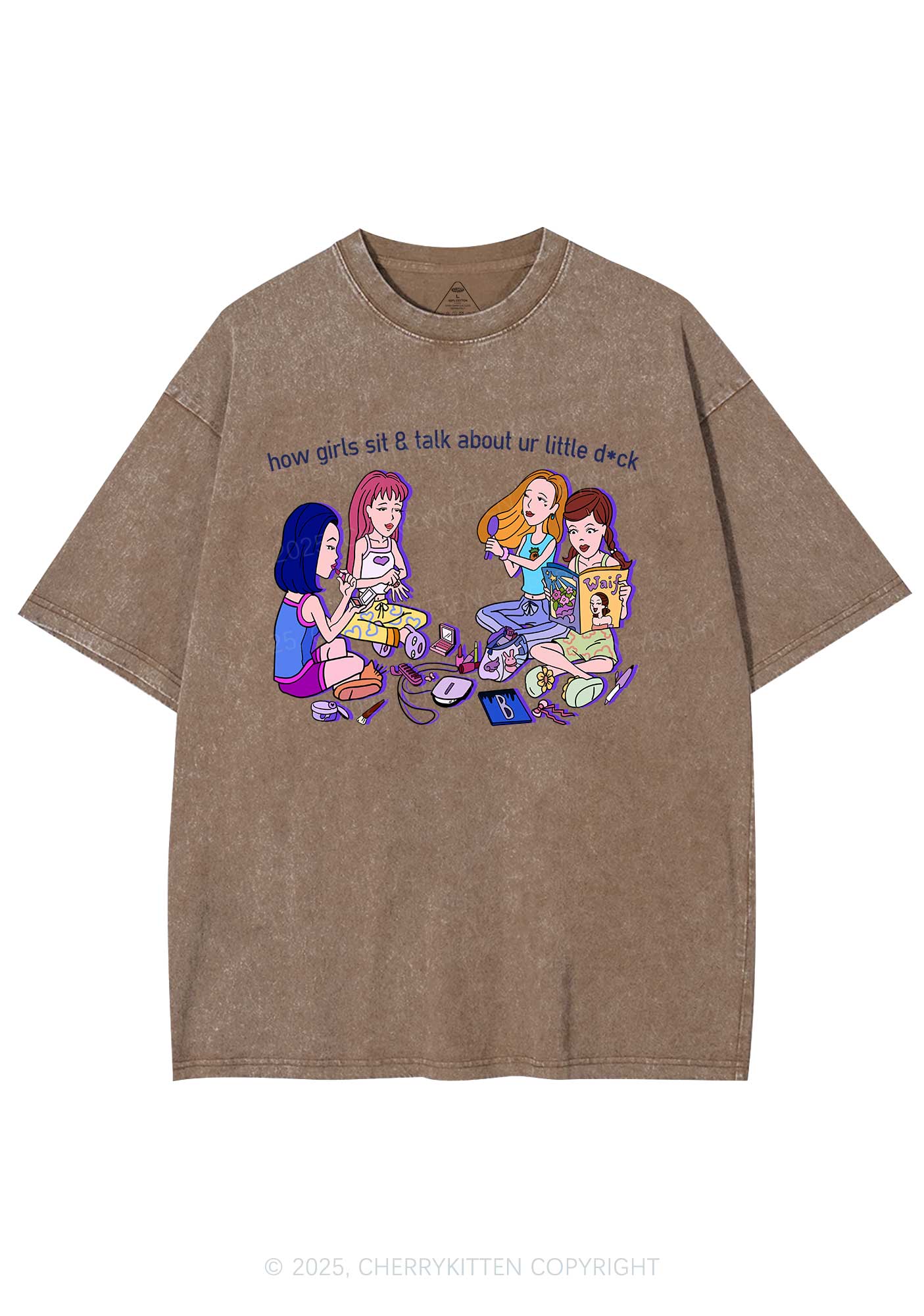 Girls Sit Talk Y2K Shirts Washed Tee Cherrykitten - Image 7