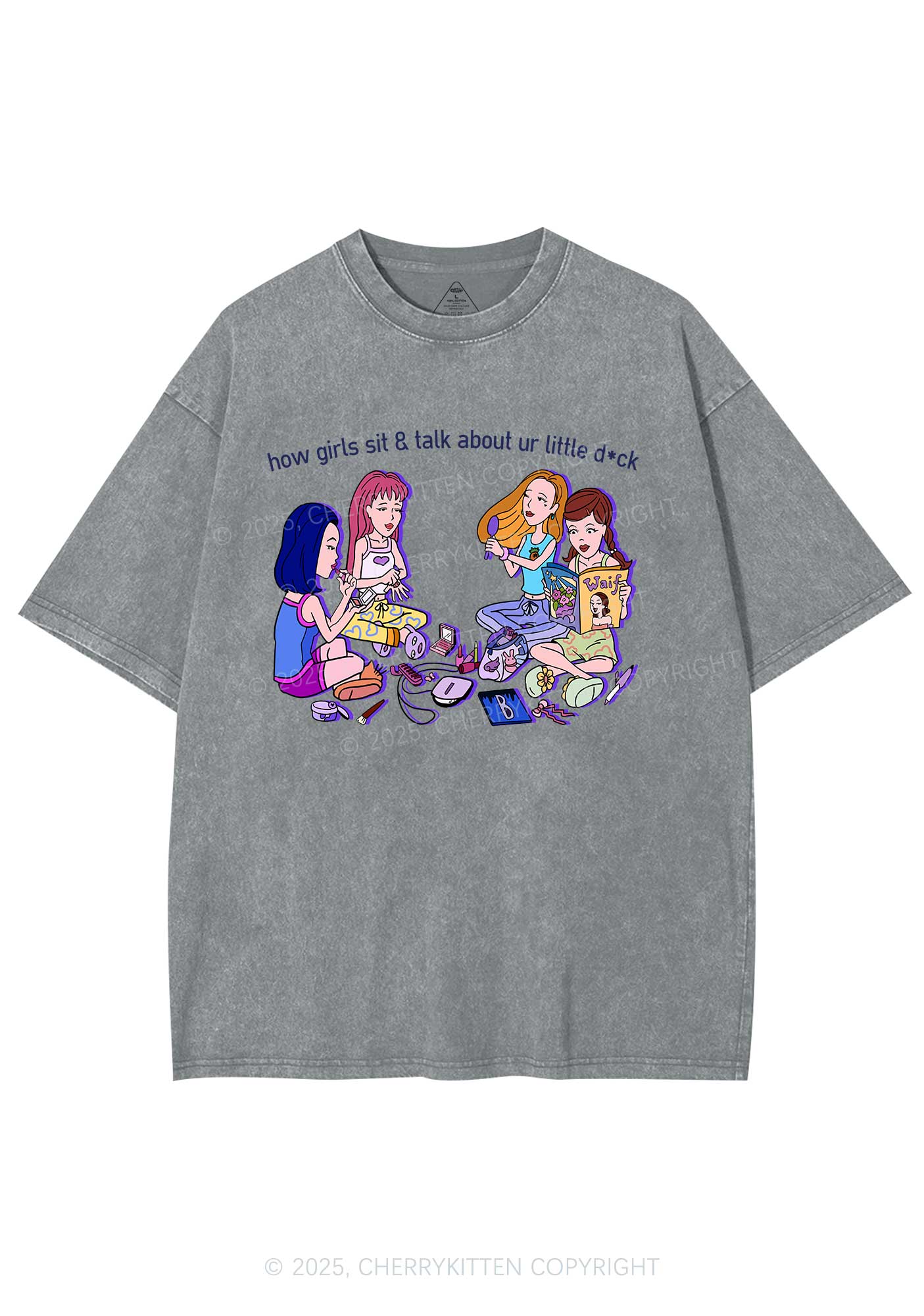 Girls Sit Talk Y2K Shirts Washed Tee Cherrykitten - Image 8