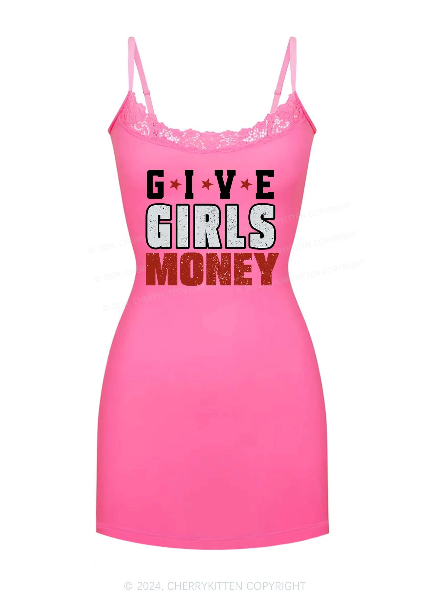Give Girls Money Y2K Lace Slip Dress Cherrykitten - Image 3