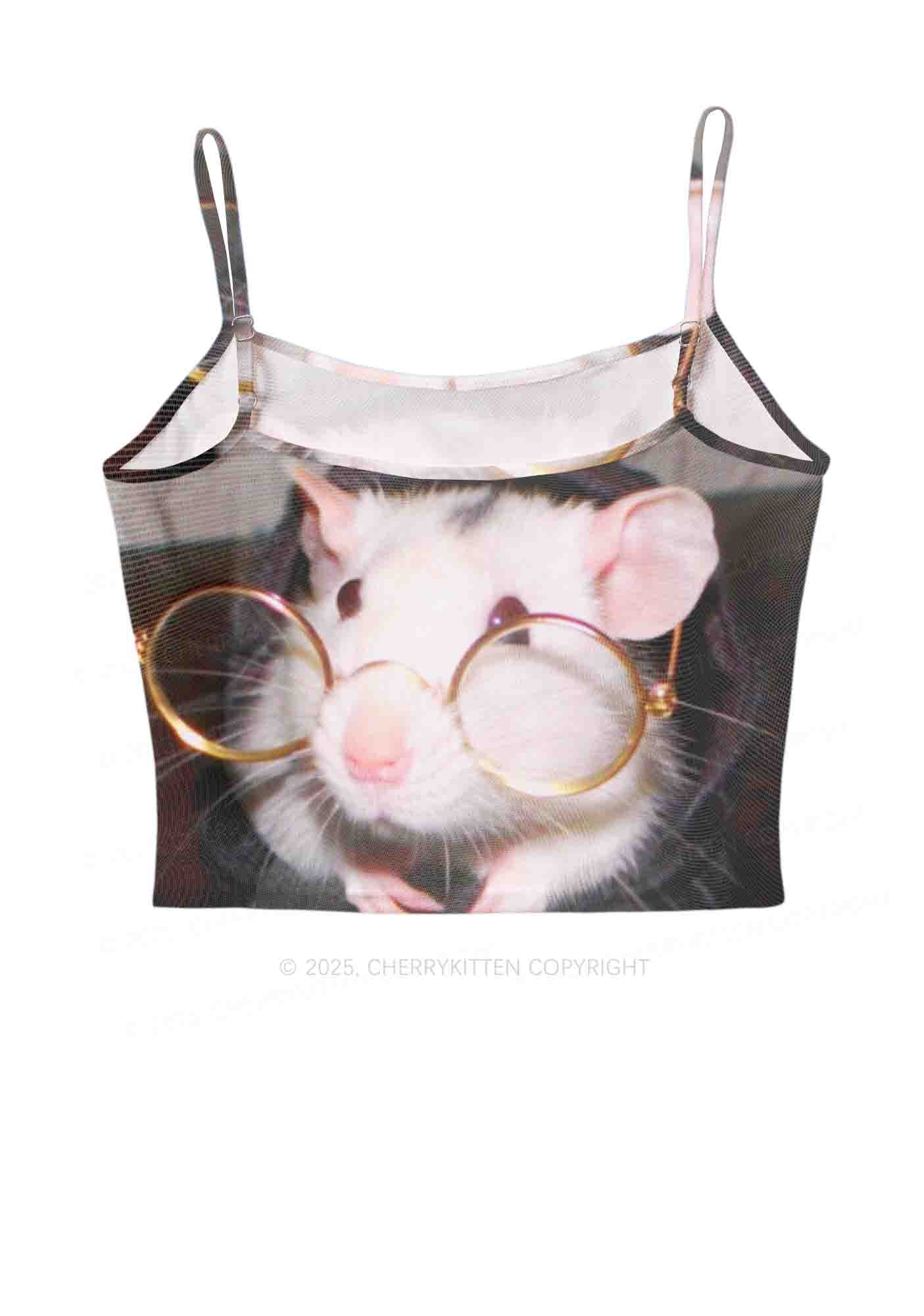 Glasses Rat Y2K Mesh Cami Tank Cherrykitten - Image 3