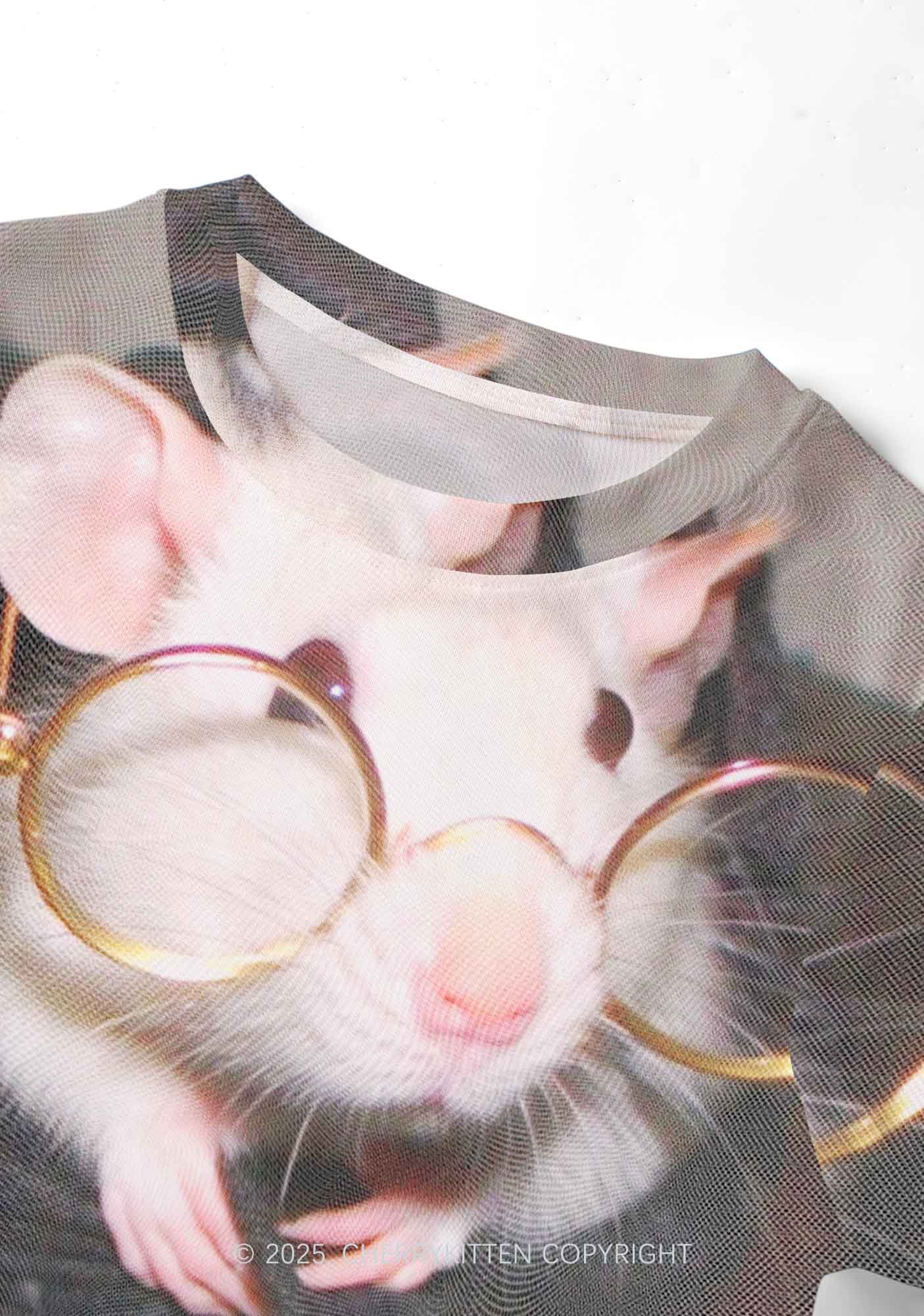Glasses Rat Y2K Mesh Crop Top Cherrykitten - Image 5