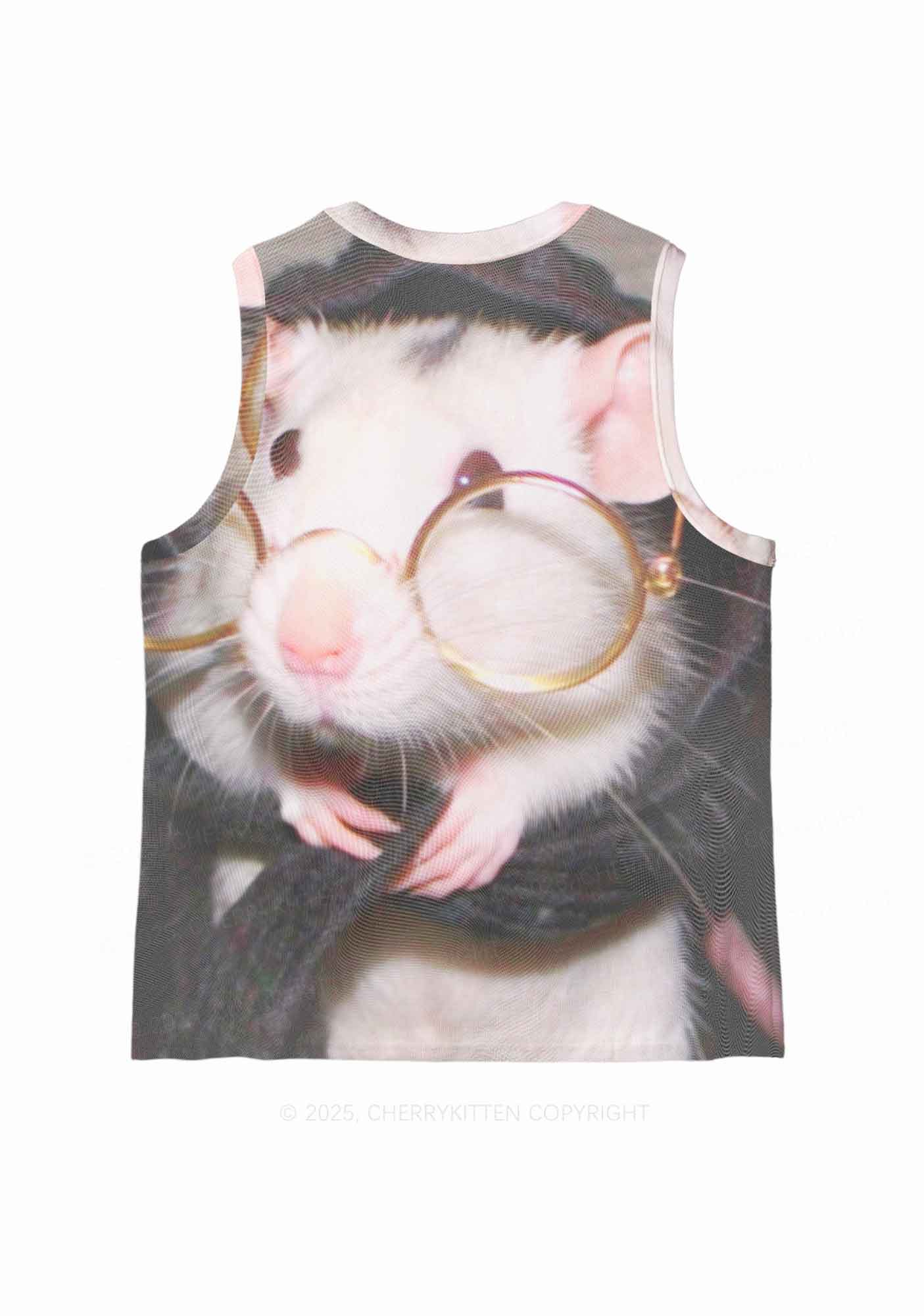 Glasses Rat Y2K Mesh Muscle Tank Cherrykitten - Image 3