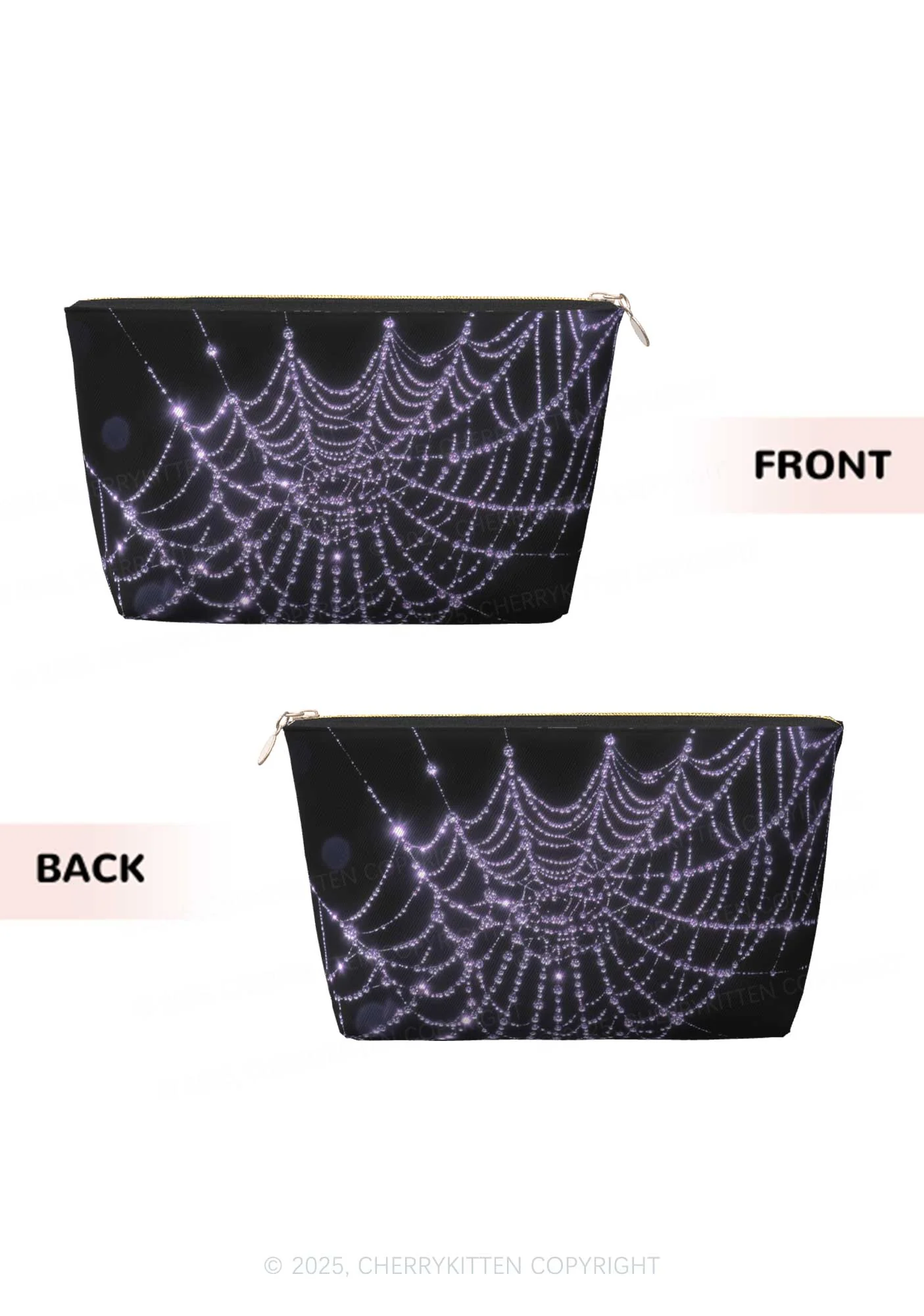 Glistening Spiderweb Y2K Leather Makeup Bag Cherrykitten - Image 2
