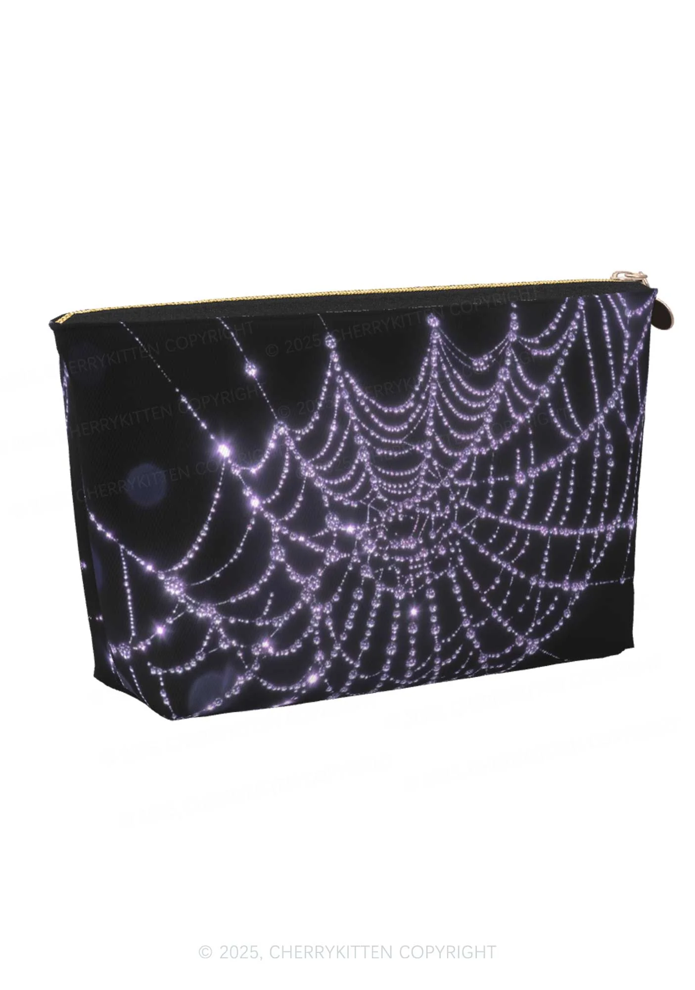 Glistening Spiderweb Y2K Leather Makeup Bag Cherrykitten - Image 3