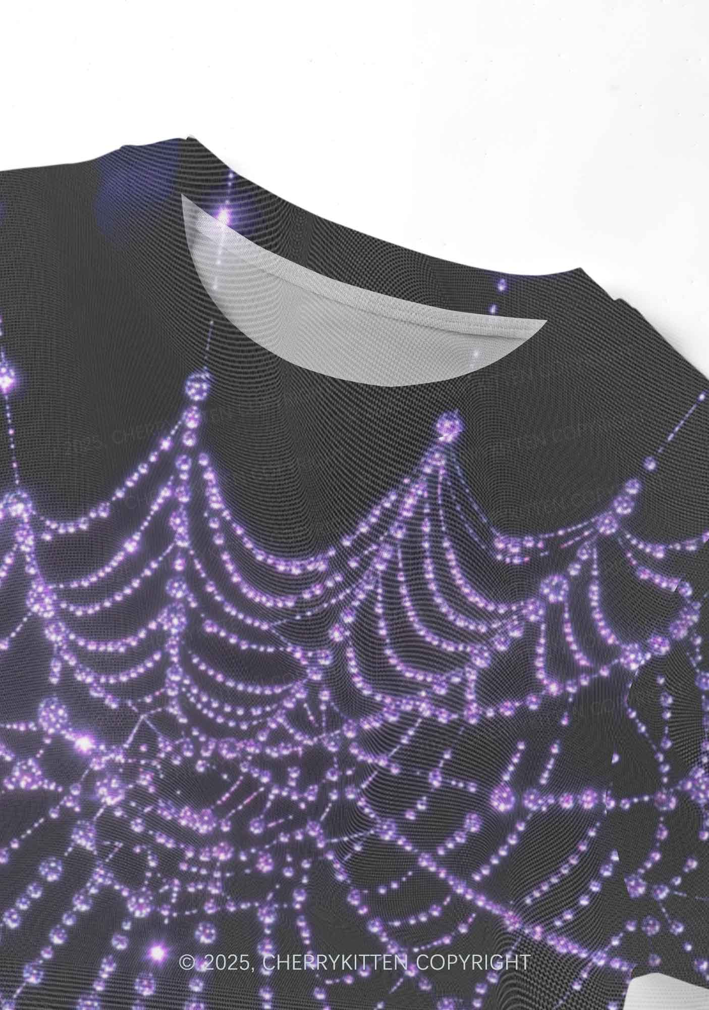 Glistening Spiderweb Y2K Mesh Crop Top Cherrykitten - Image 3
