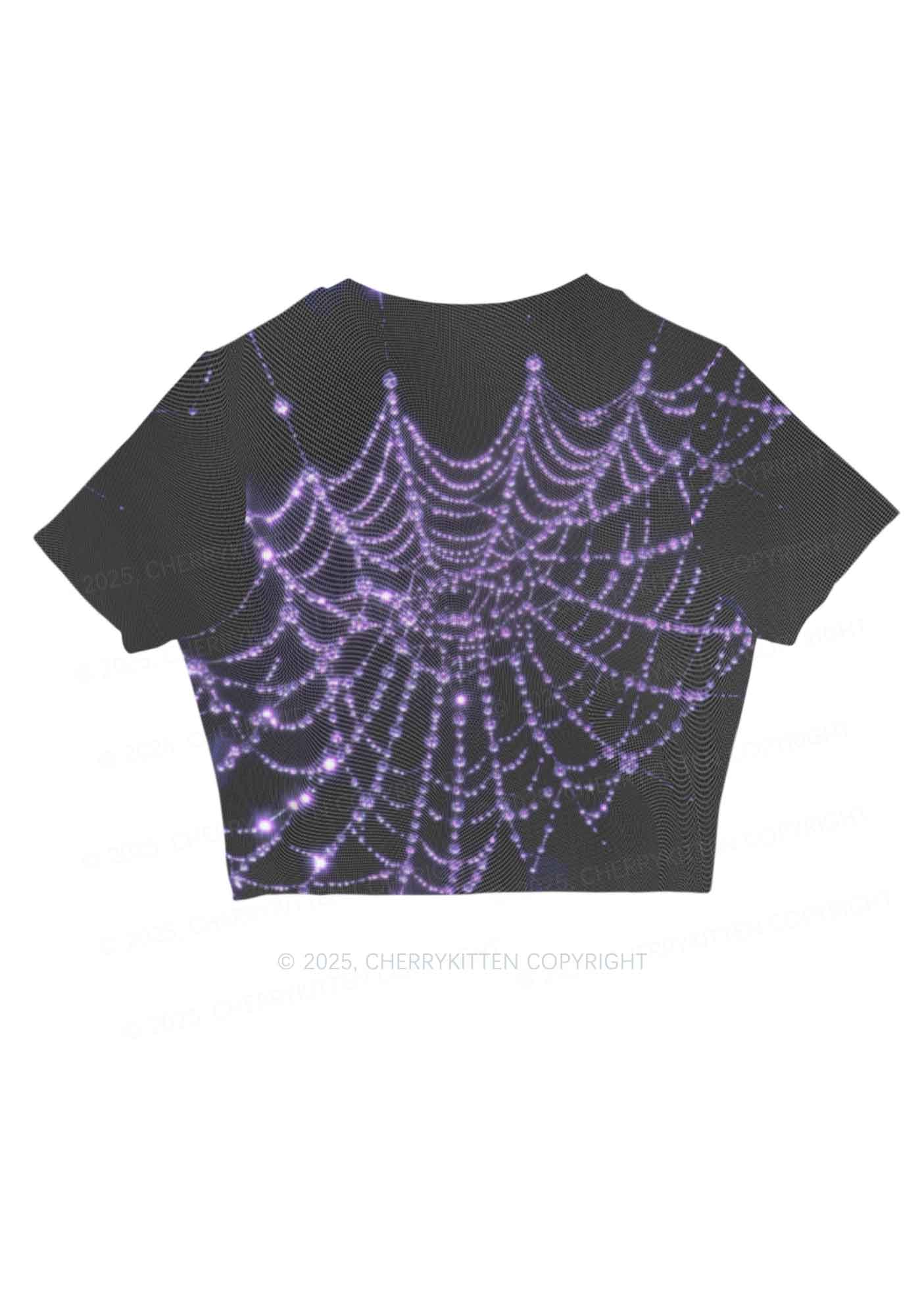 Glistening Spiderweb Y2K Mesh Crop Top Cherrykitten - Image 5