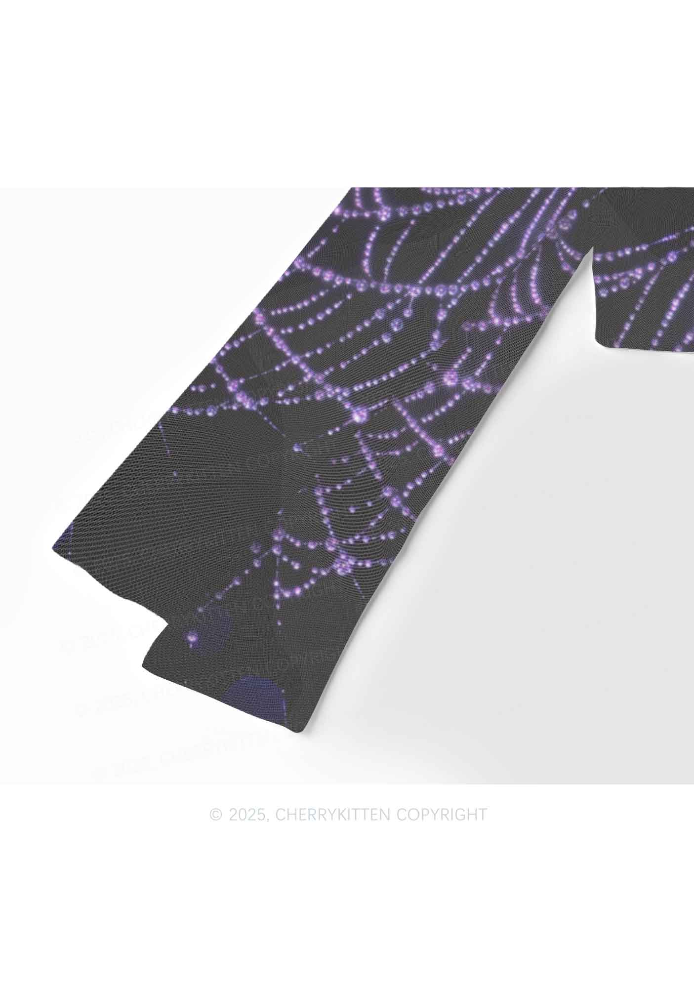 Glistening Spiderweb Y2K Mesh Long Sleeve Crop Top Cherrykitten - Image 4