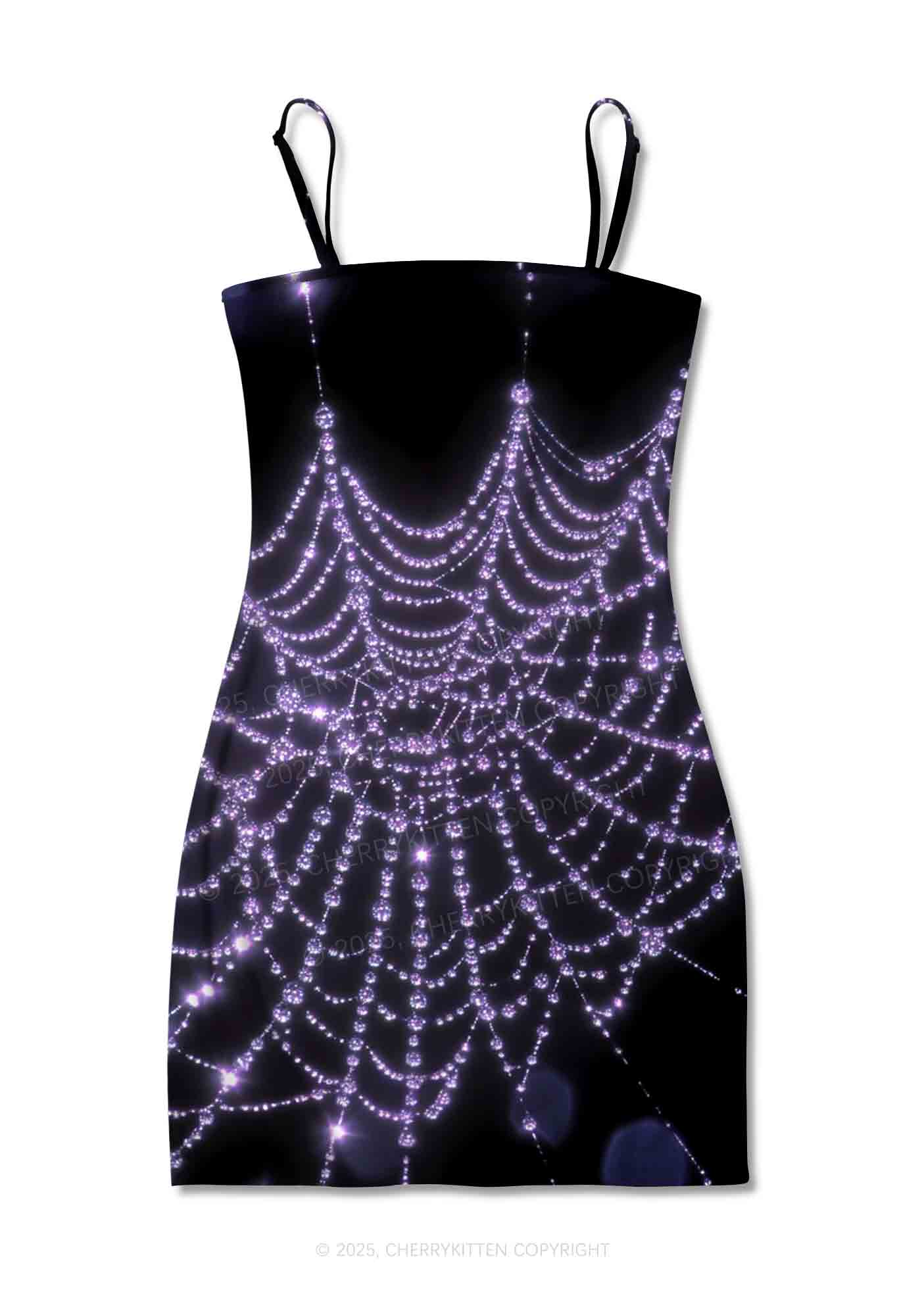 Glistening Spiderweb Y2K Print Slip Dress Cherrykitten - Image 2