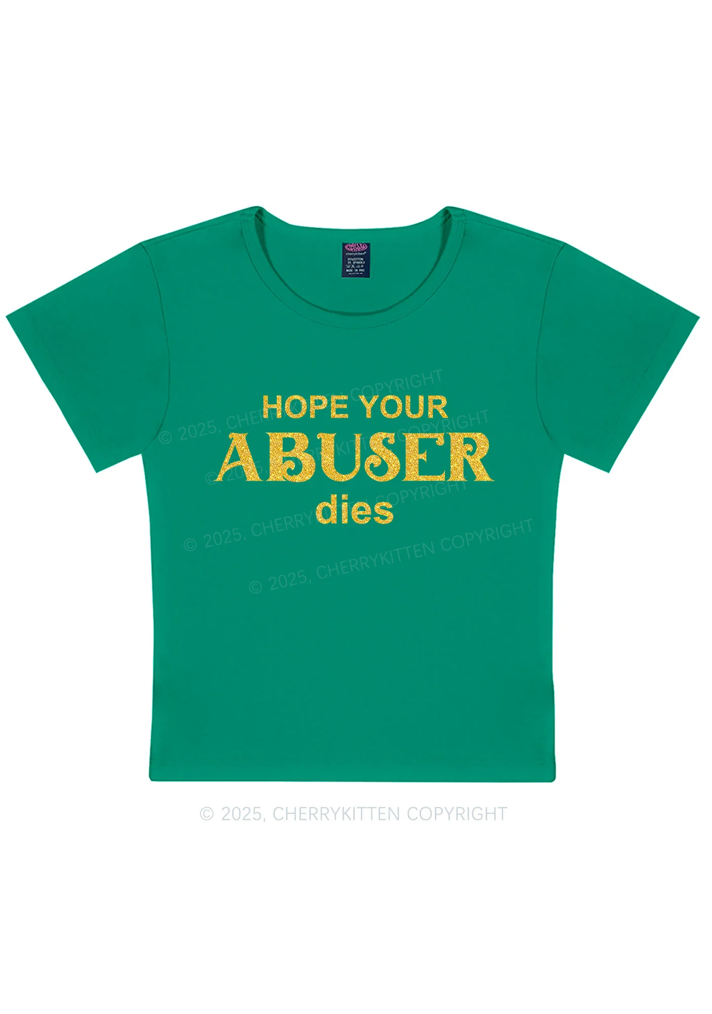 Glitter Abuser Dies Y2K Baby Tee Cherrykitten - Image 12