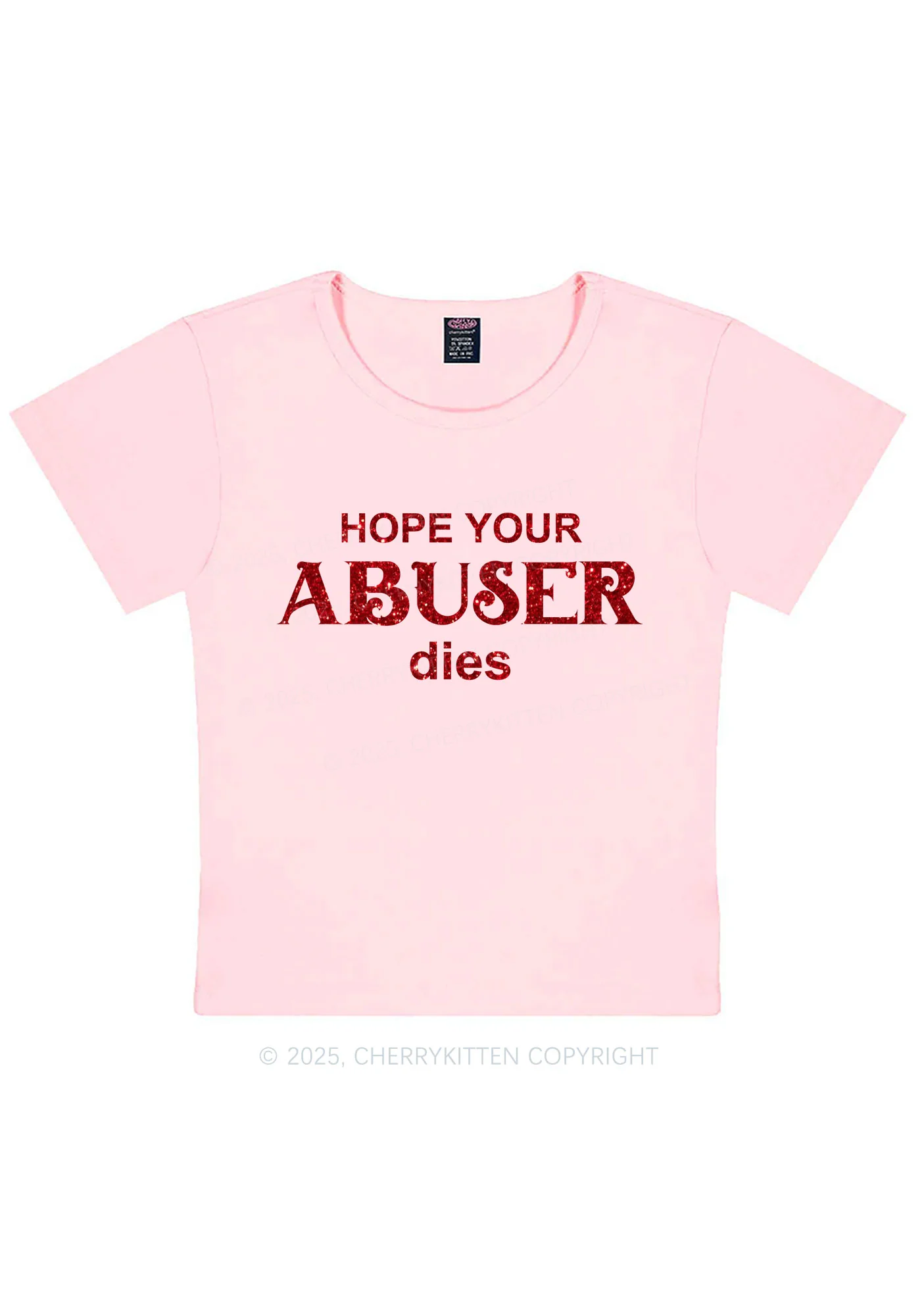 Glitter Abuser Dies Y2K Baby Tee Cherrykitten - Image 13