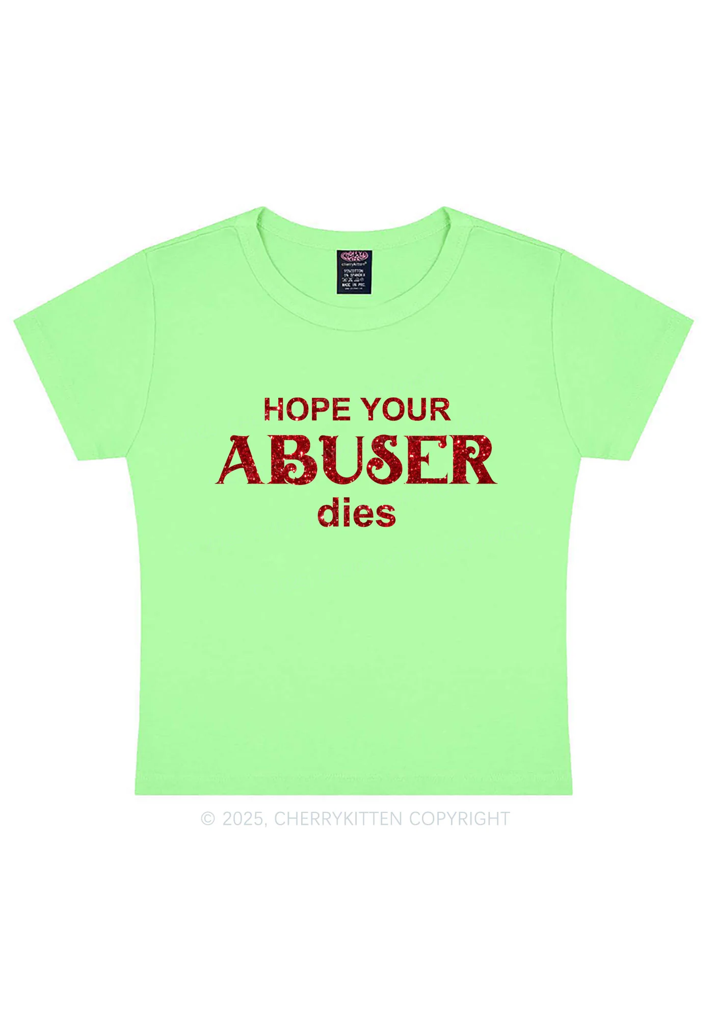 Glitter Abuser Dies Y2K Baby Tee Cherrykitten - Image 14