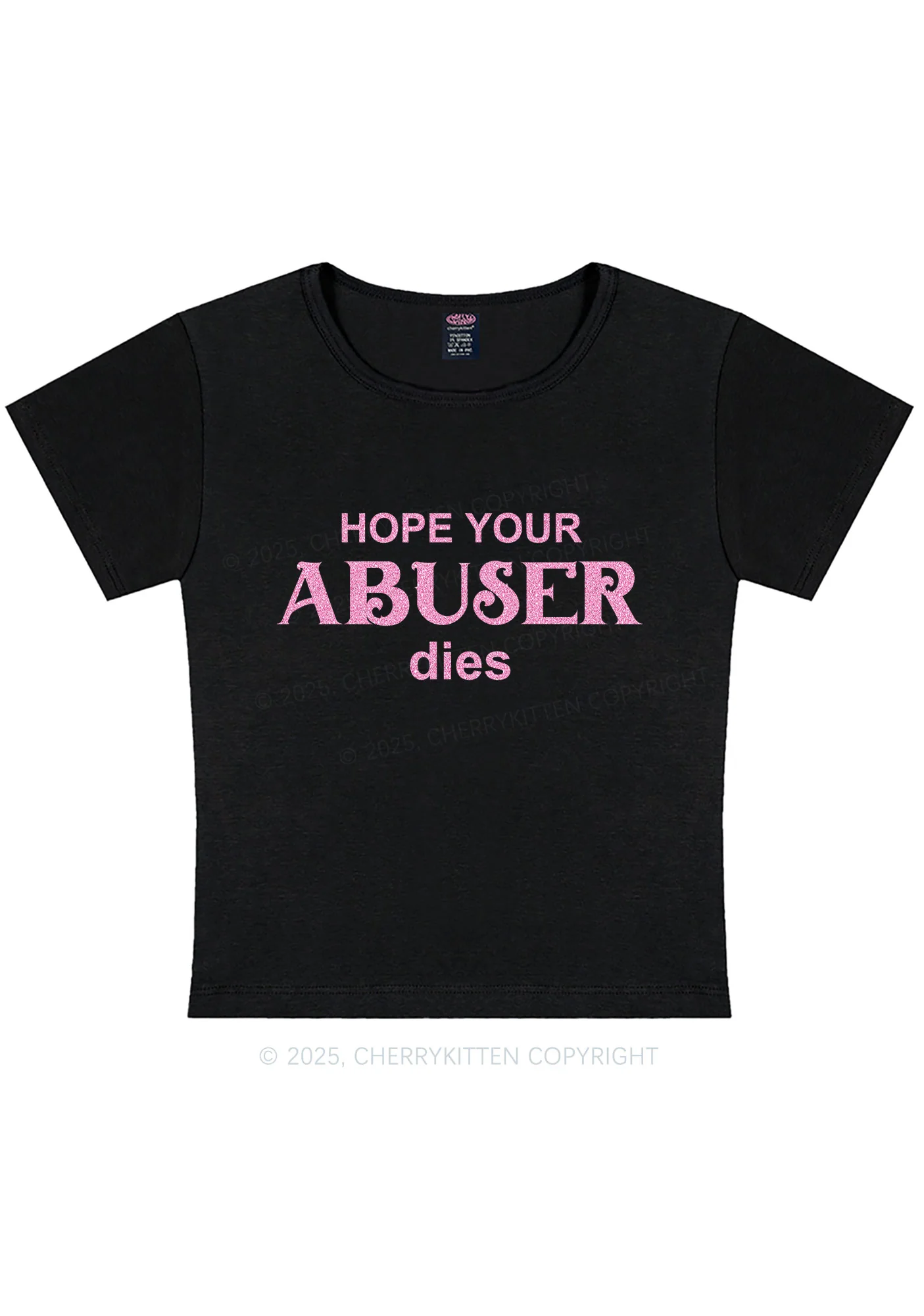 Glitter Abuser Dies Y2K Baby Tee Cherrykitten - Image 5