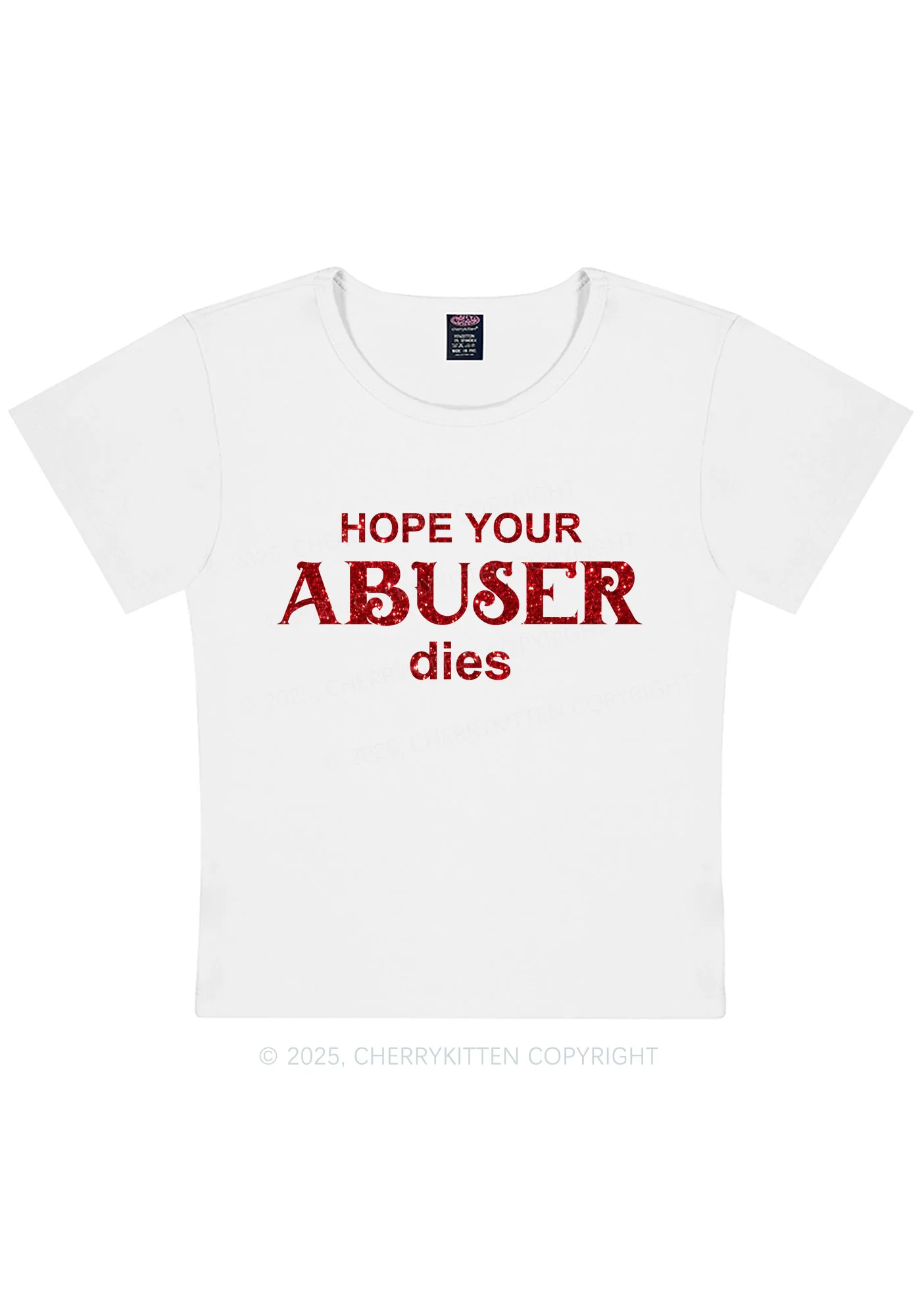 Glitter Abuser Dies Y2K Baby Tee Cherrykitten - Image 6