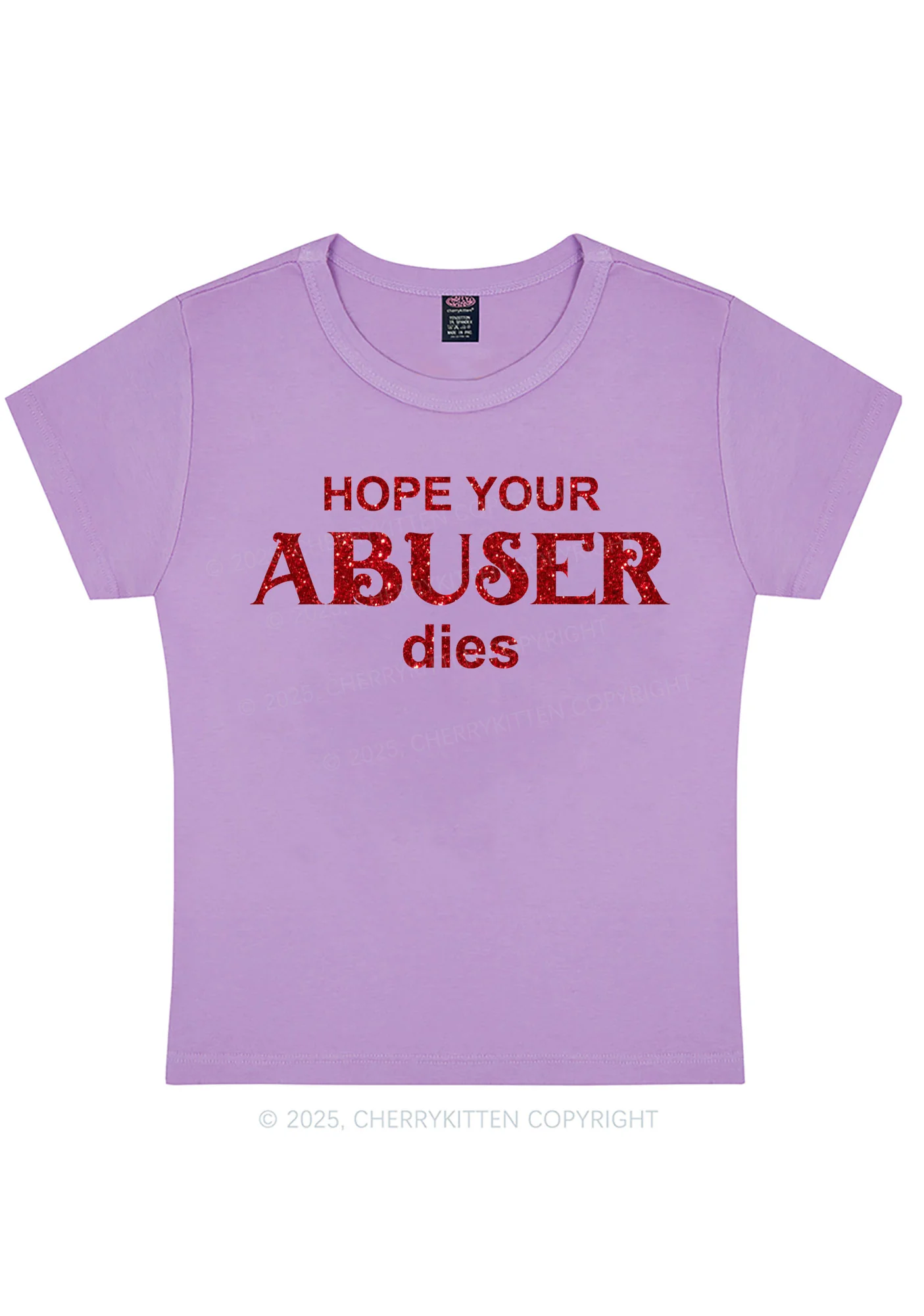 Glitter Abuser Dies Y2K Baby Tee Cherrykitten - Image 8