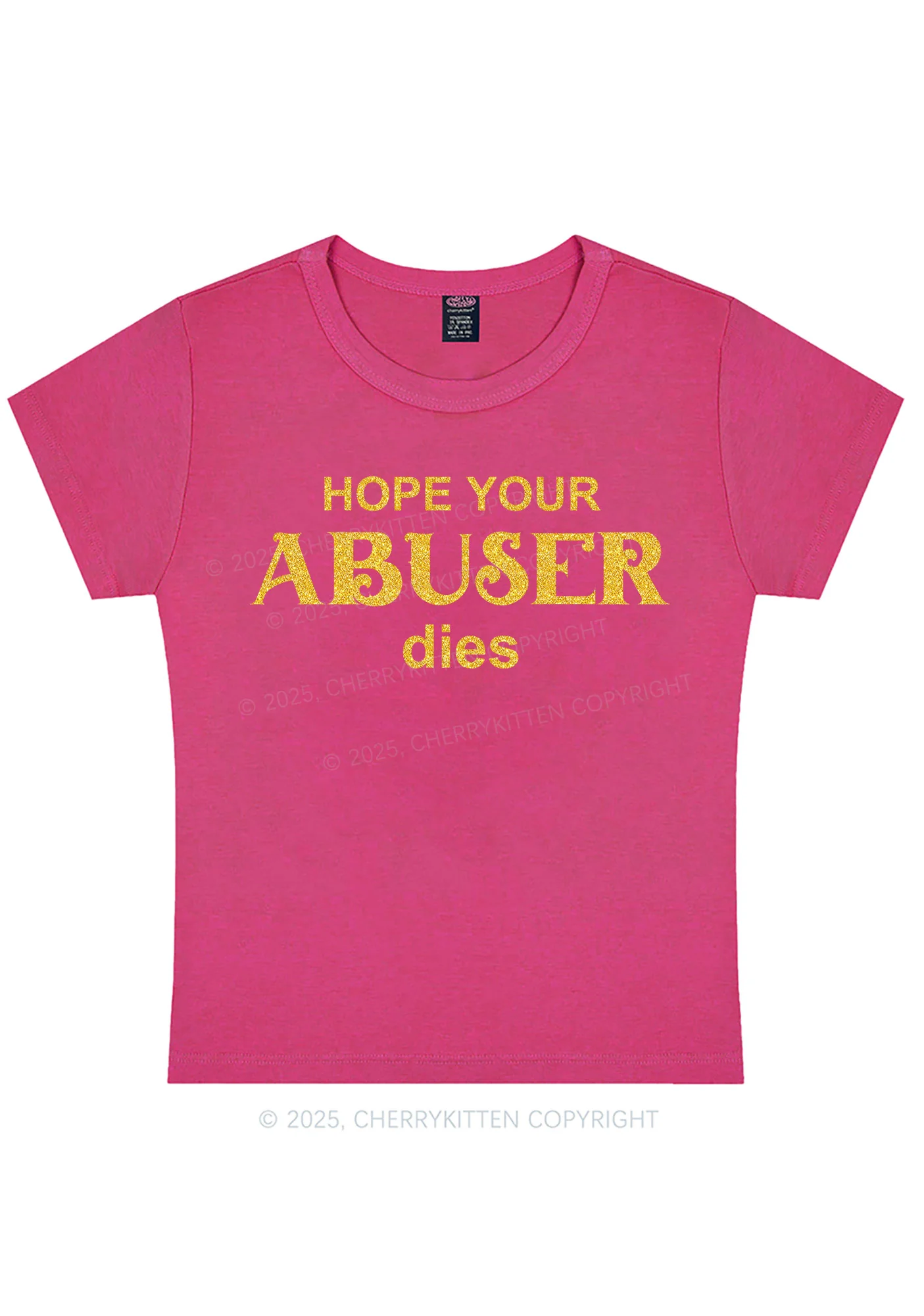 Glitter Abuser Dies Y2K Baby Tee Cherrykitten - Image 9
