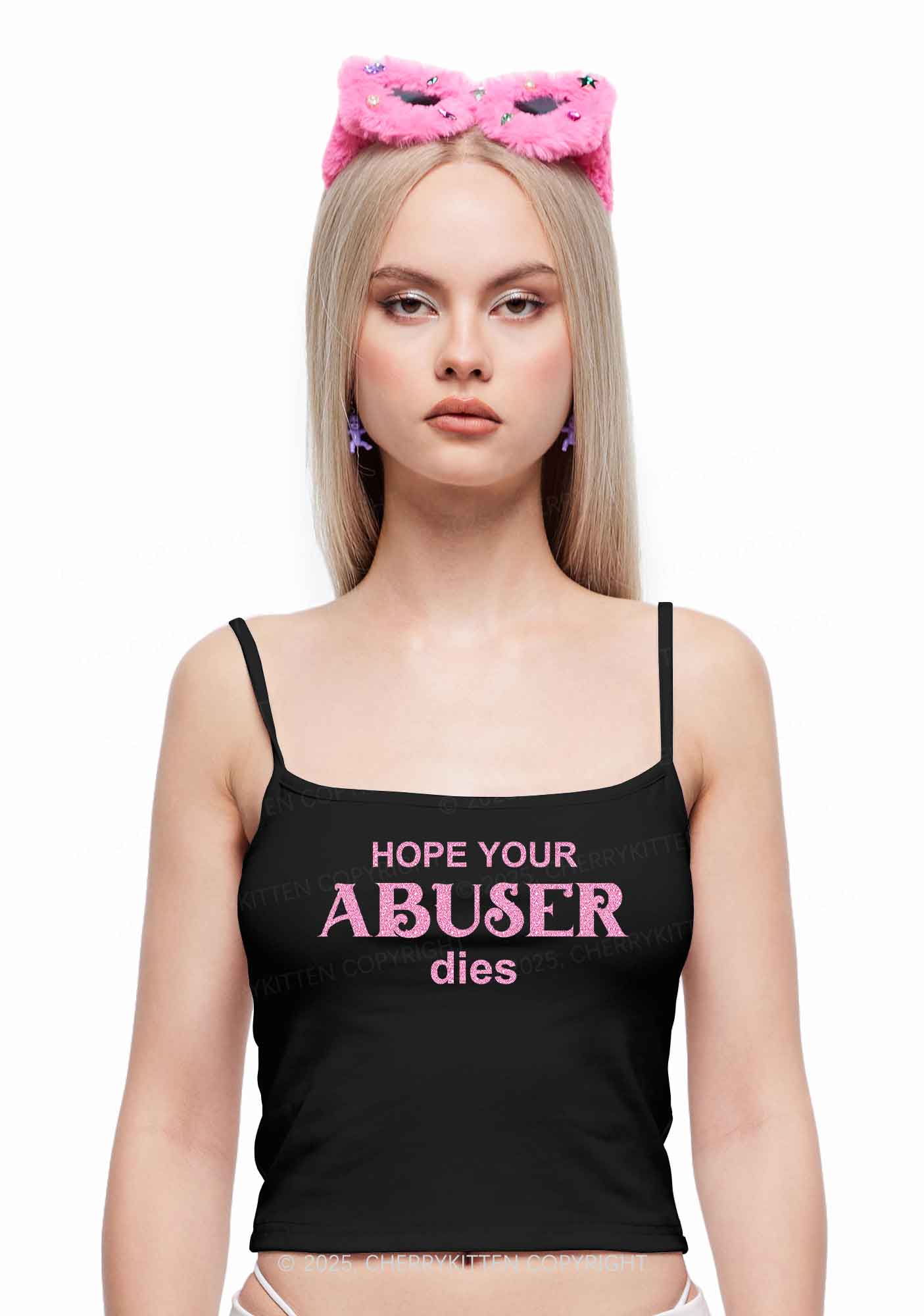 Glitter Abuser Dies Y2K Spaghetti Strap Cami Cherrykitten - Image 3