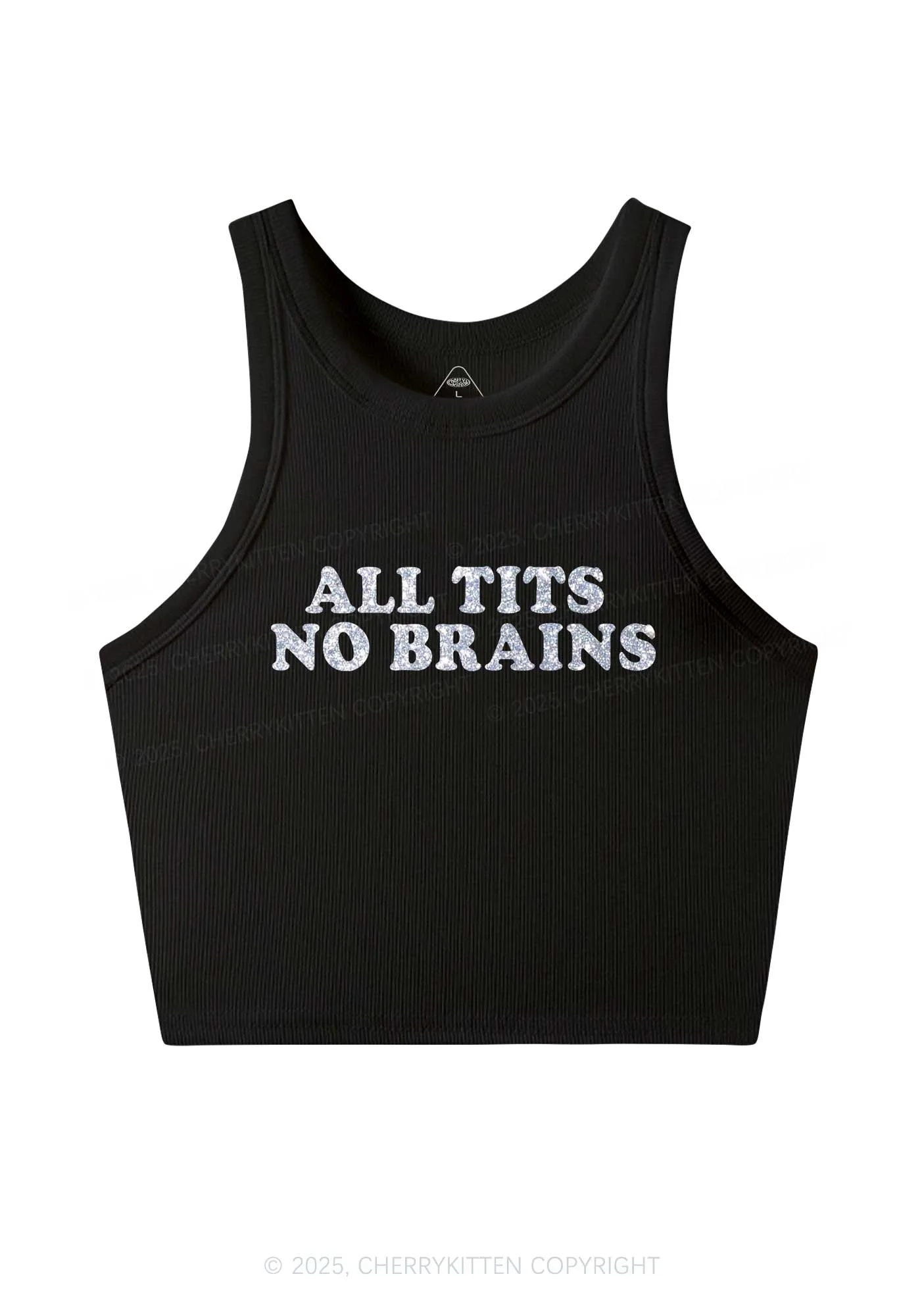 Glitter All Txts No Brains Y2K Crop Tank Top Cherrykitten - Image 4
