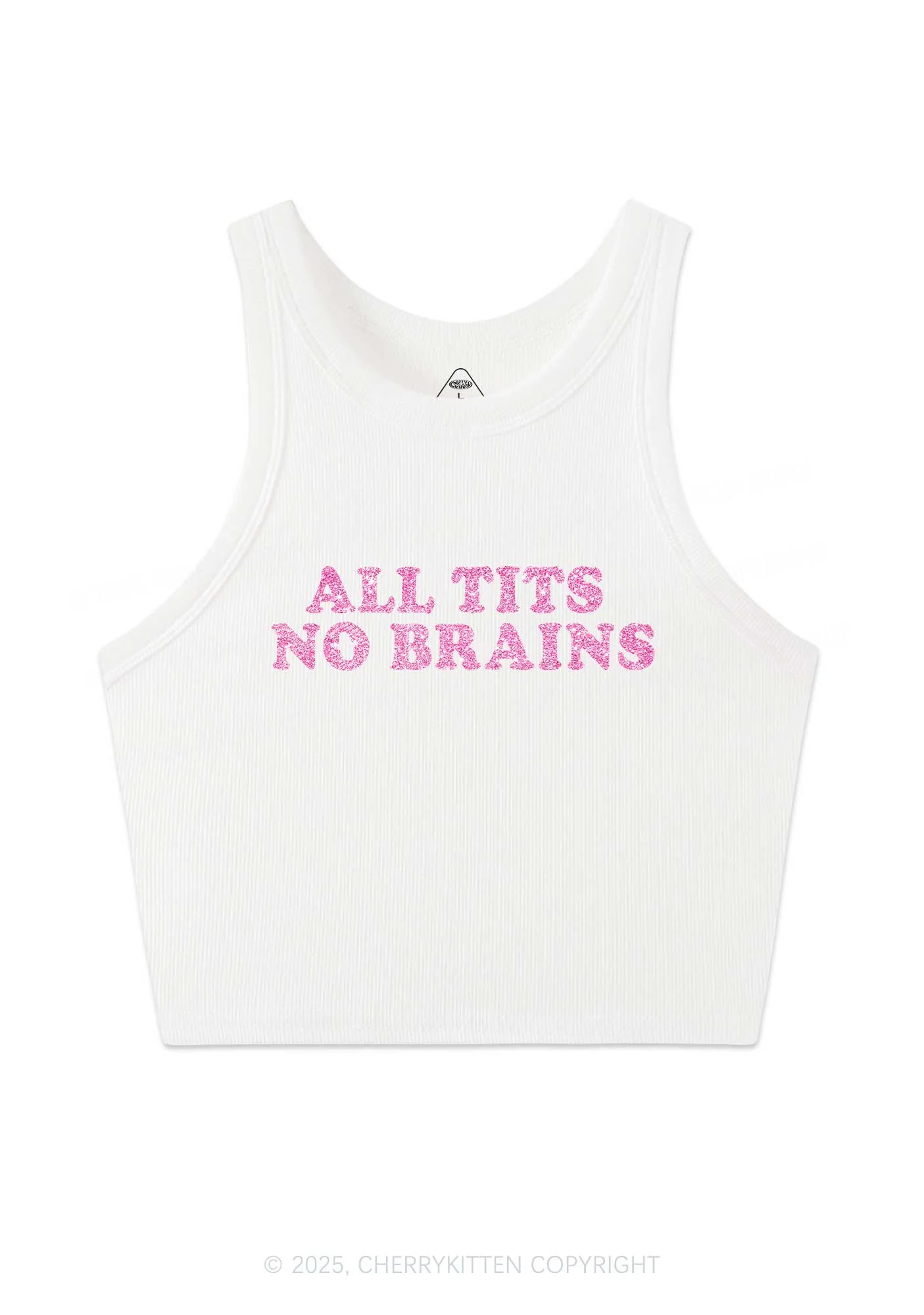 Glitter All Txts No Brains Y2K Crop Tank Top Cherrykitten - Image 5