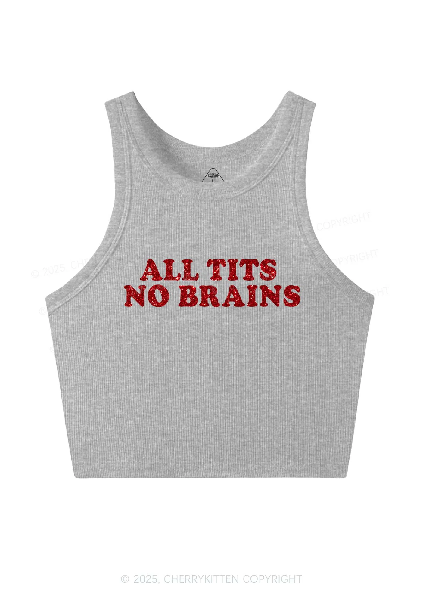 Glitter All Txts No Brains Y2K Crop Tank Top Cherrykitten - Image 6