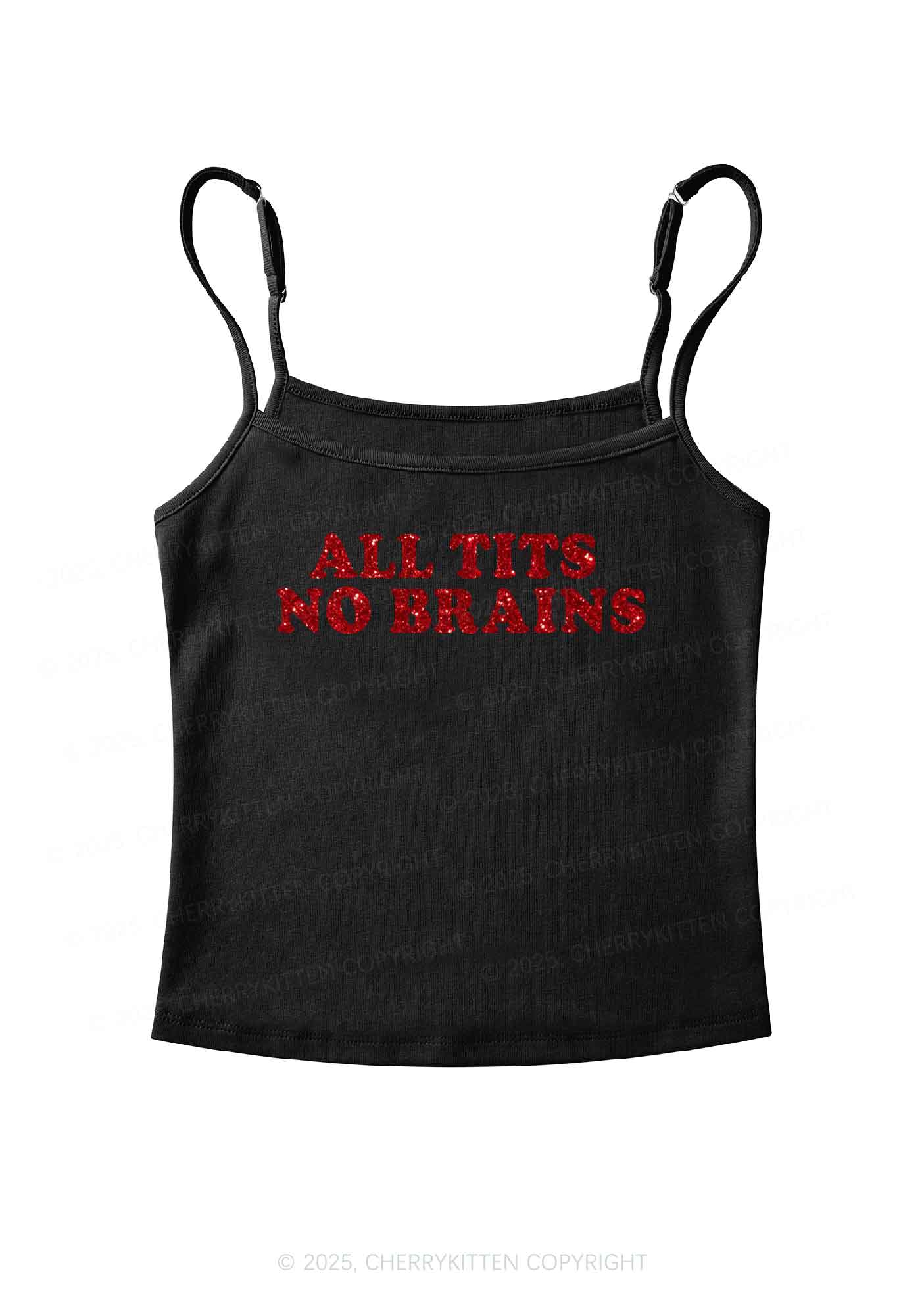 Glitter All Txts No Brains Y2K Spaghetti Strap Cami Cherrykitten - Image 4