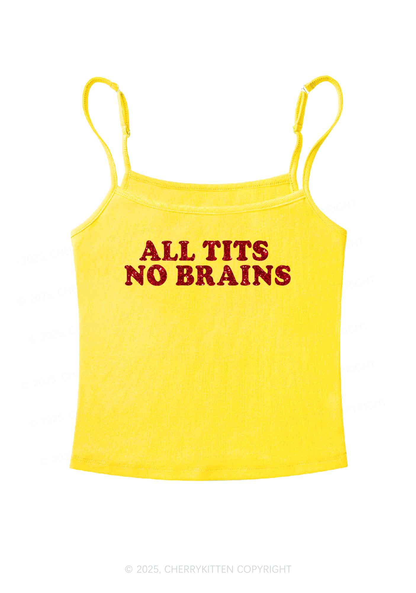 Glitter All Txts No Brains Y2K Spaghetti Strap Cami Cherrykitten - Image 5