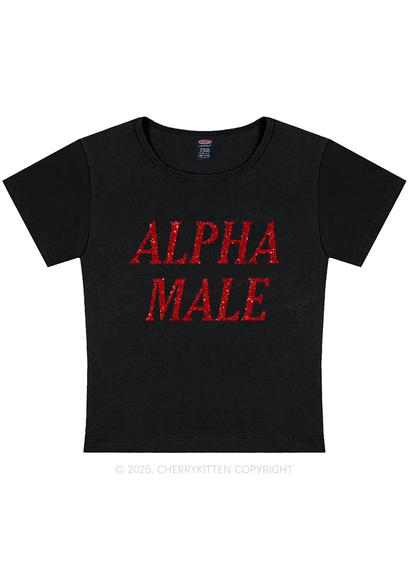Glitter Alpha Male Y2K Baby Tee Cherrykitten - Image 5