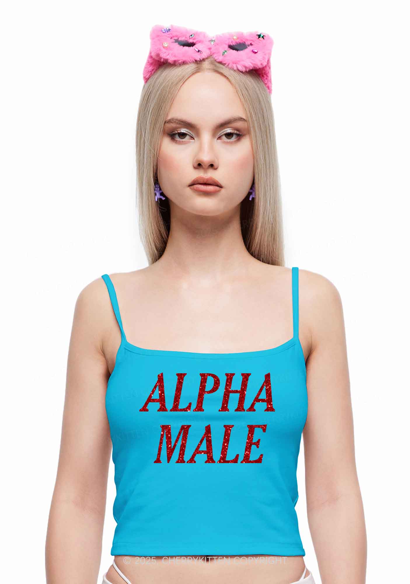 Glitter Alpha Male Y2K Spaghetti Strap Cami Cherrykitten - Image 3