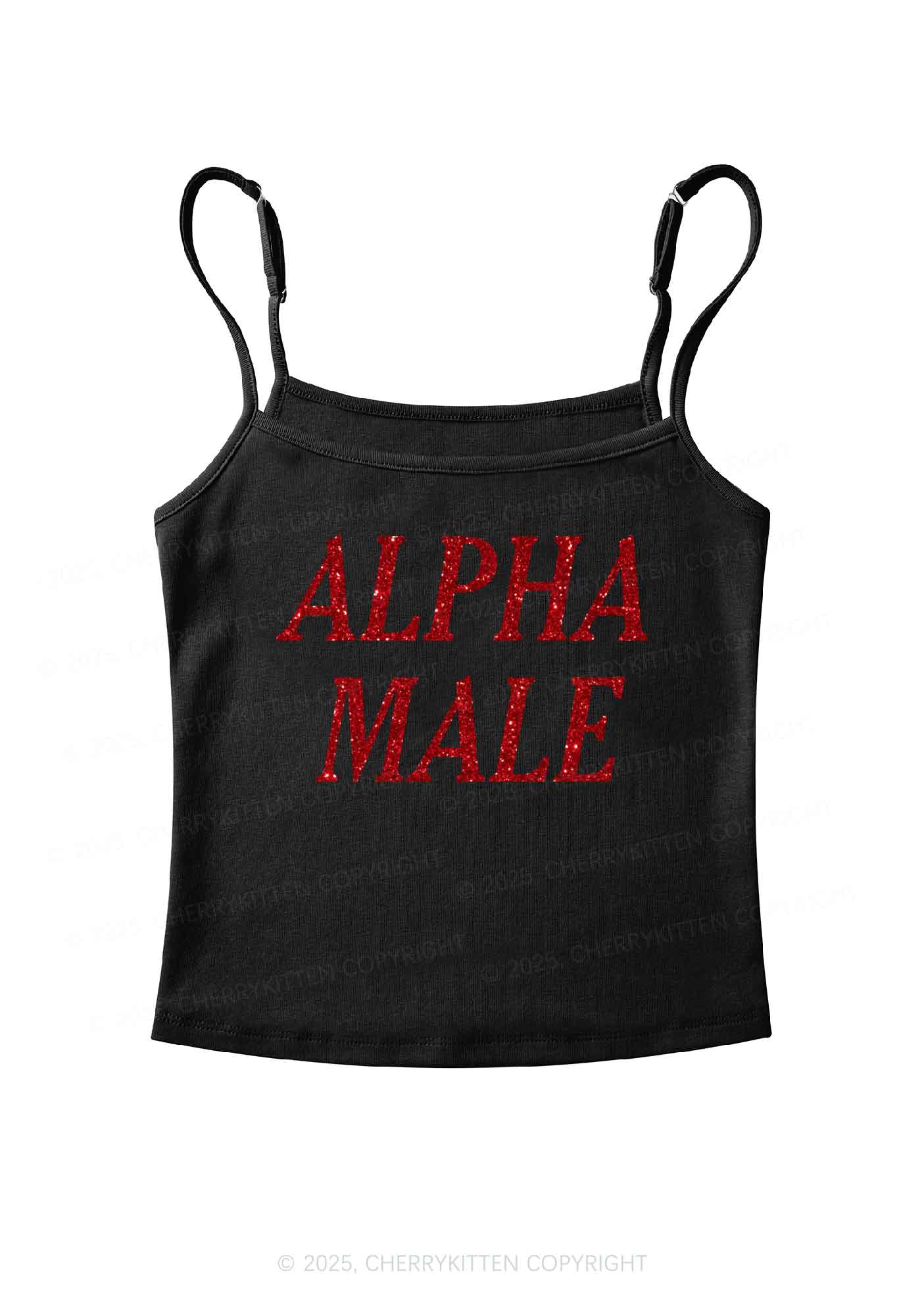 Glitter Alpha Male Y2K Spaghetti Strap Cami Cherrykitten - Image 5