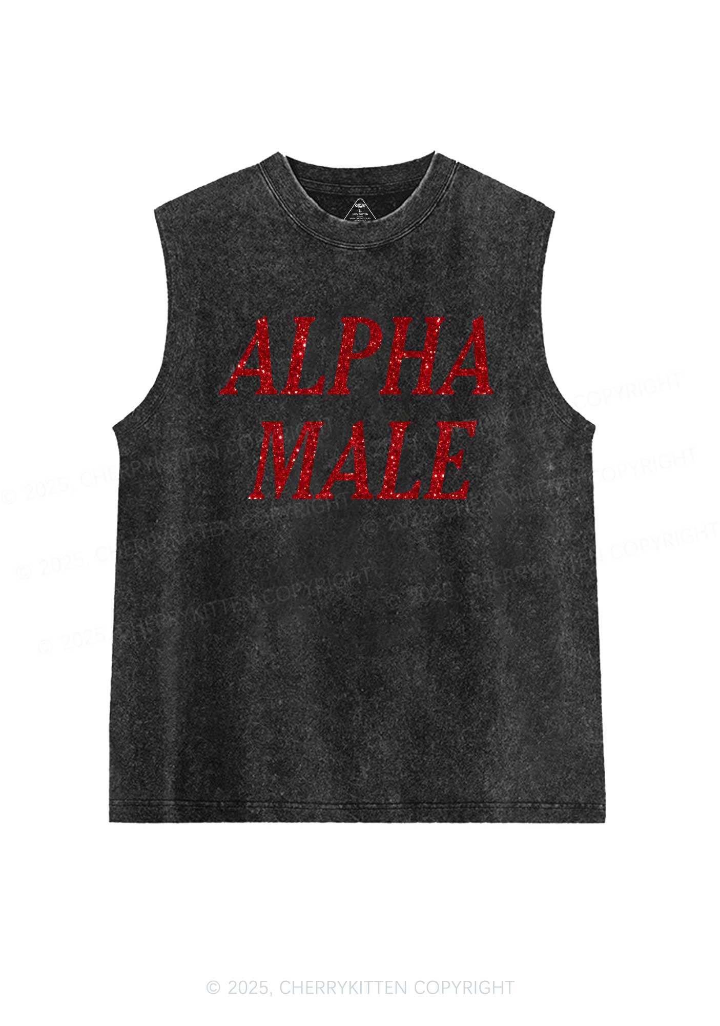Glitter Alpha Male Y2K Washed Muscle Tank Cherrykitten - Image 4