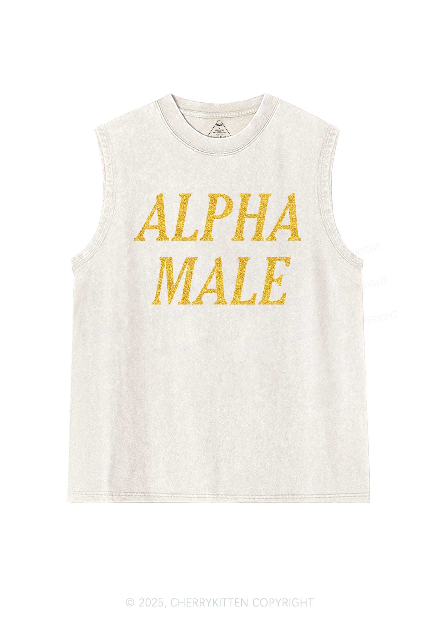 Glitter Alpha Male Y2K Washed Muscle Tank Cherrykitten - Image 5