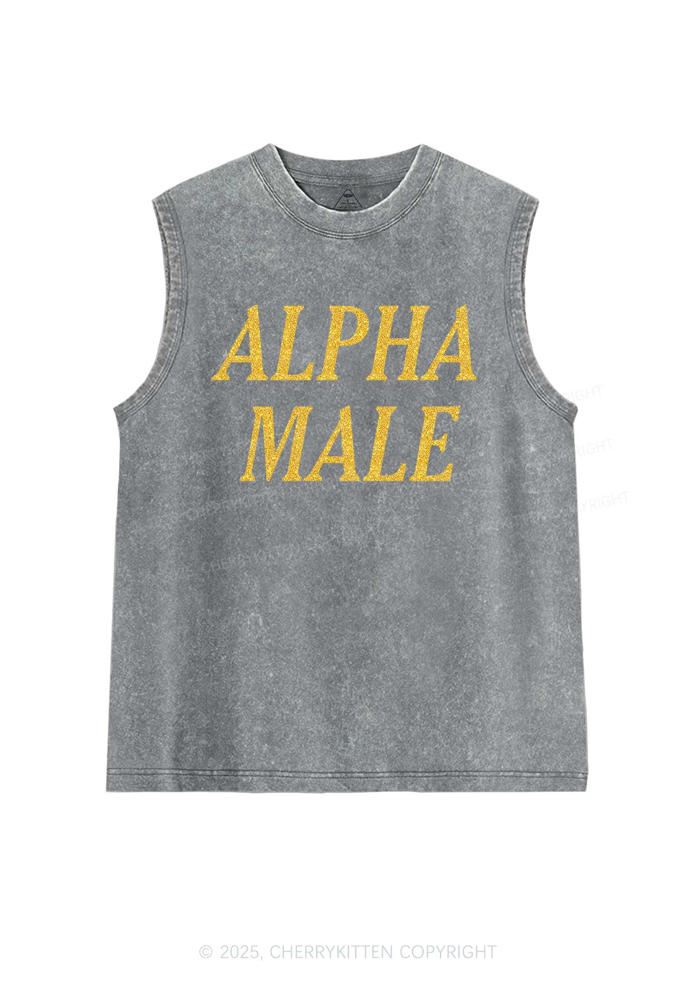 Glitter Alpha Male Y2K Washed Muscle Tank Cherrykitten - Image 7