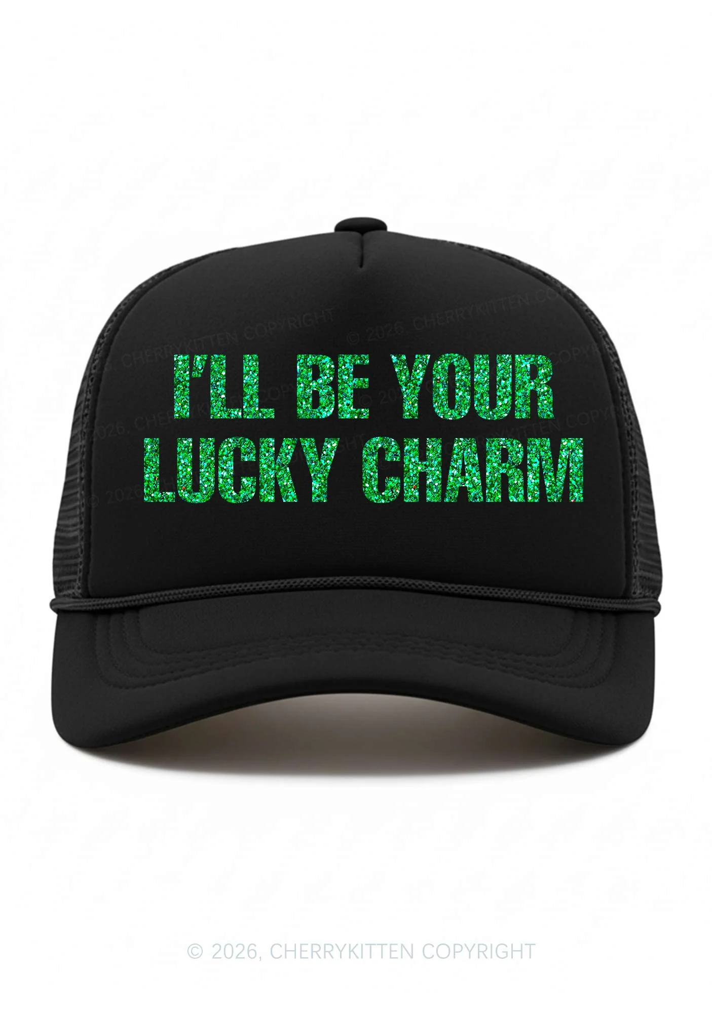 Glitter Be Your Lucky Charm St Patricks Y2K Trucker Hat Cherrykitten - Image 2