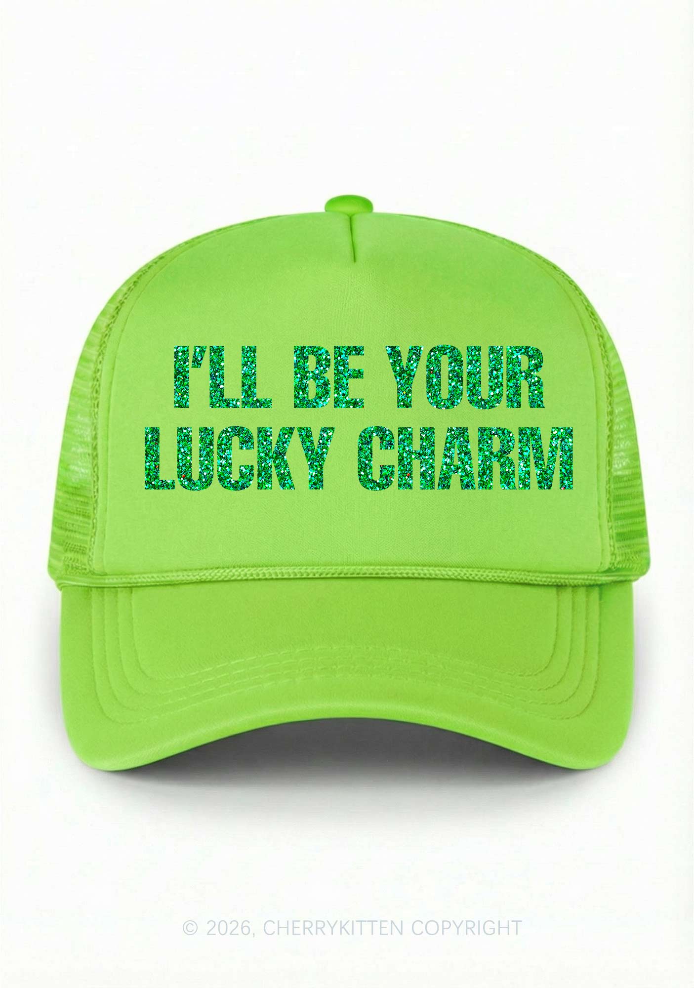 Glitter Be Your Lucky Charm St Patricks Y2K Trucker Hat Cherrykitten - Image 3