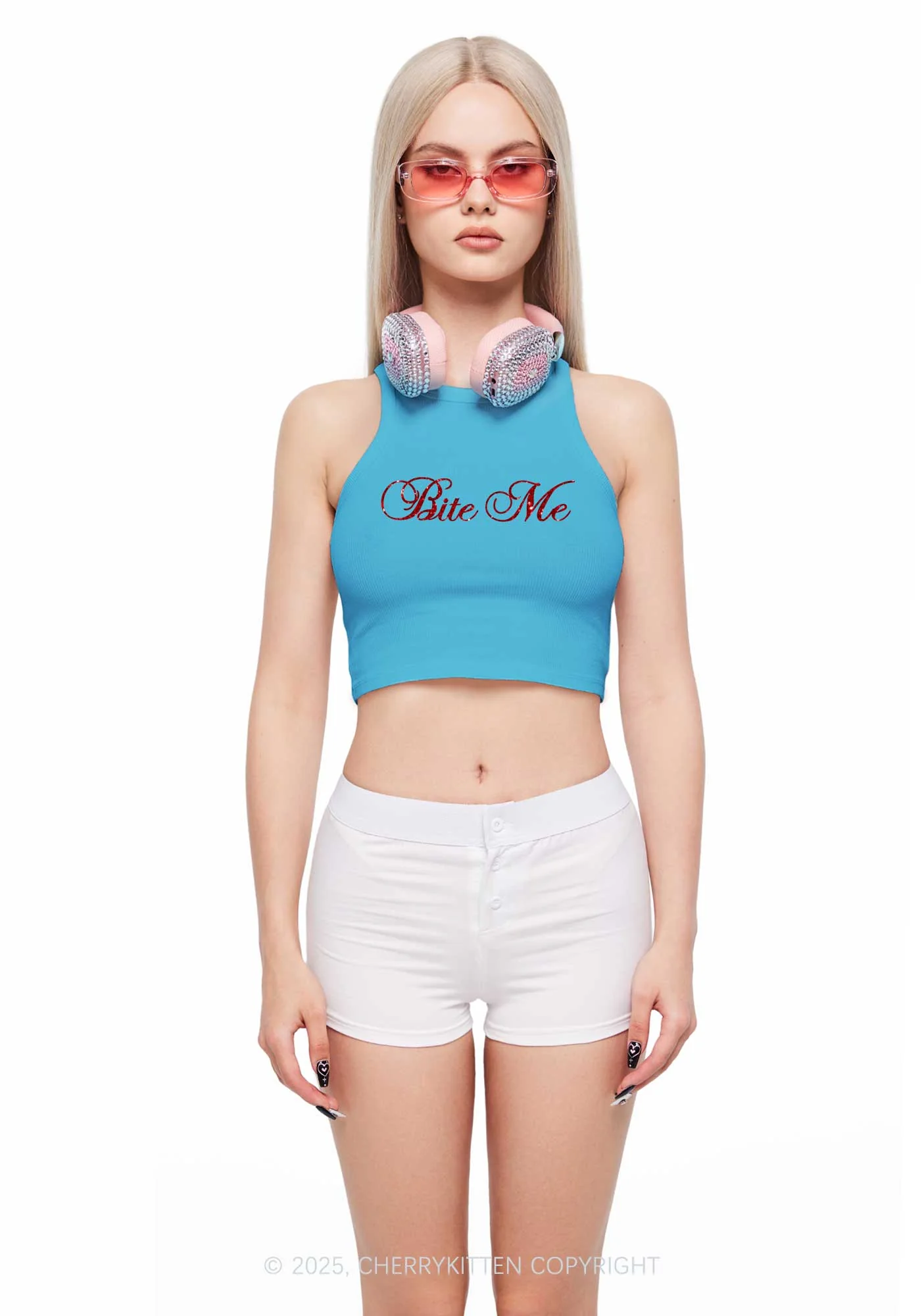 Glitter Bite Me Y2K Crop Tank Top Cherrykitten - Image 3
