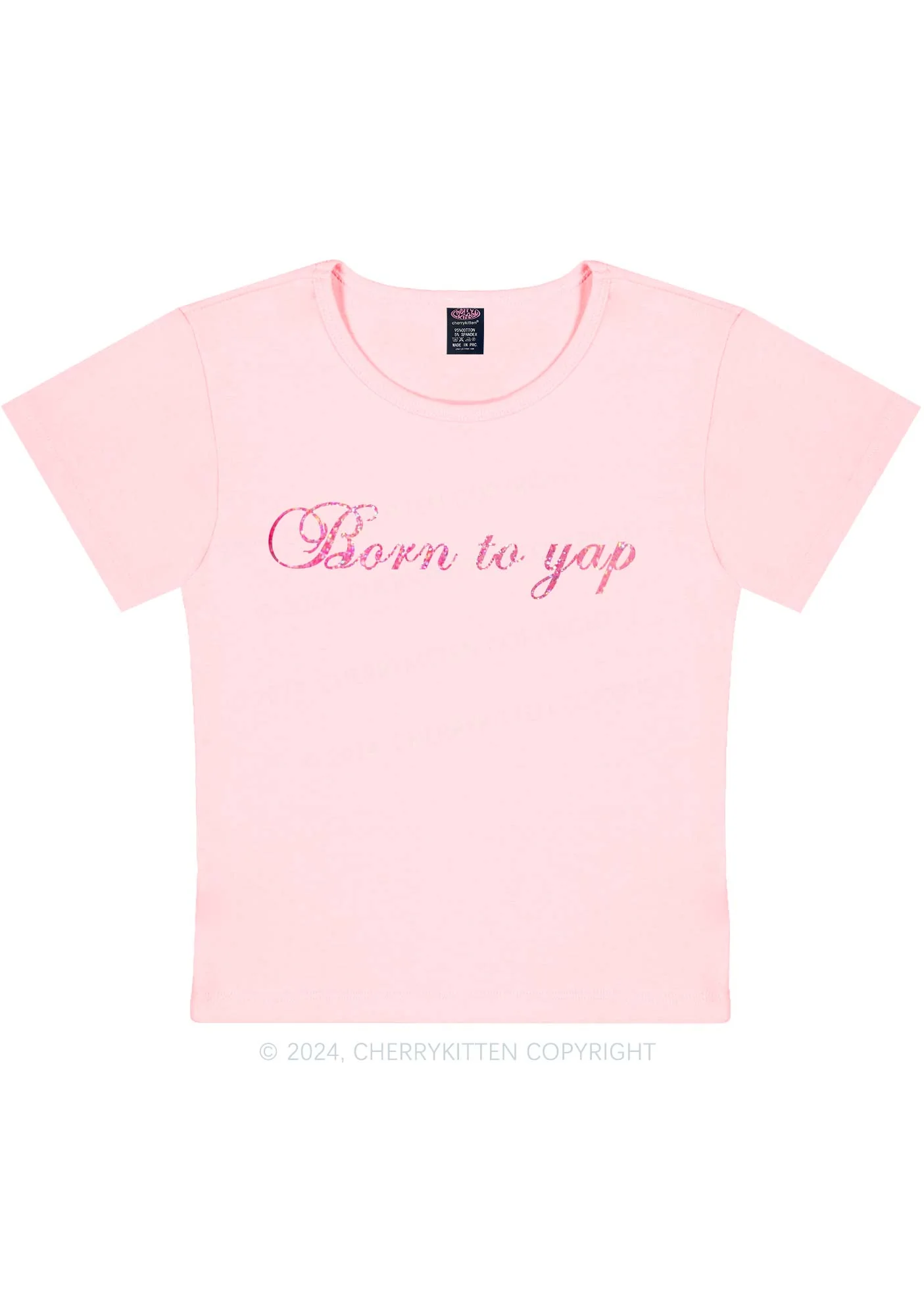 Glitter Born To Yap Y2K Baby Tee Cherrykitten - Image 11